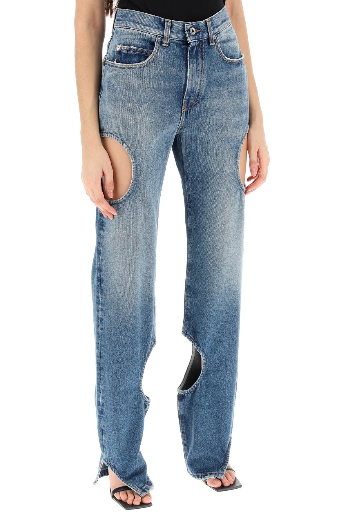 Shop Off-white Meteor Cut-out Jeans In Denim Blue