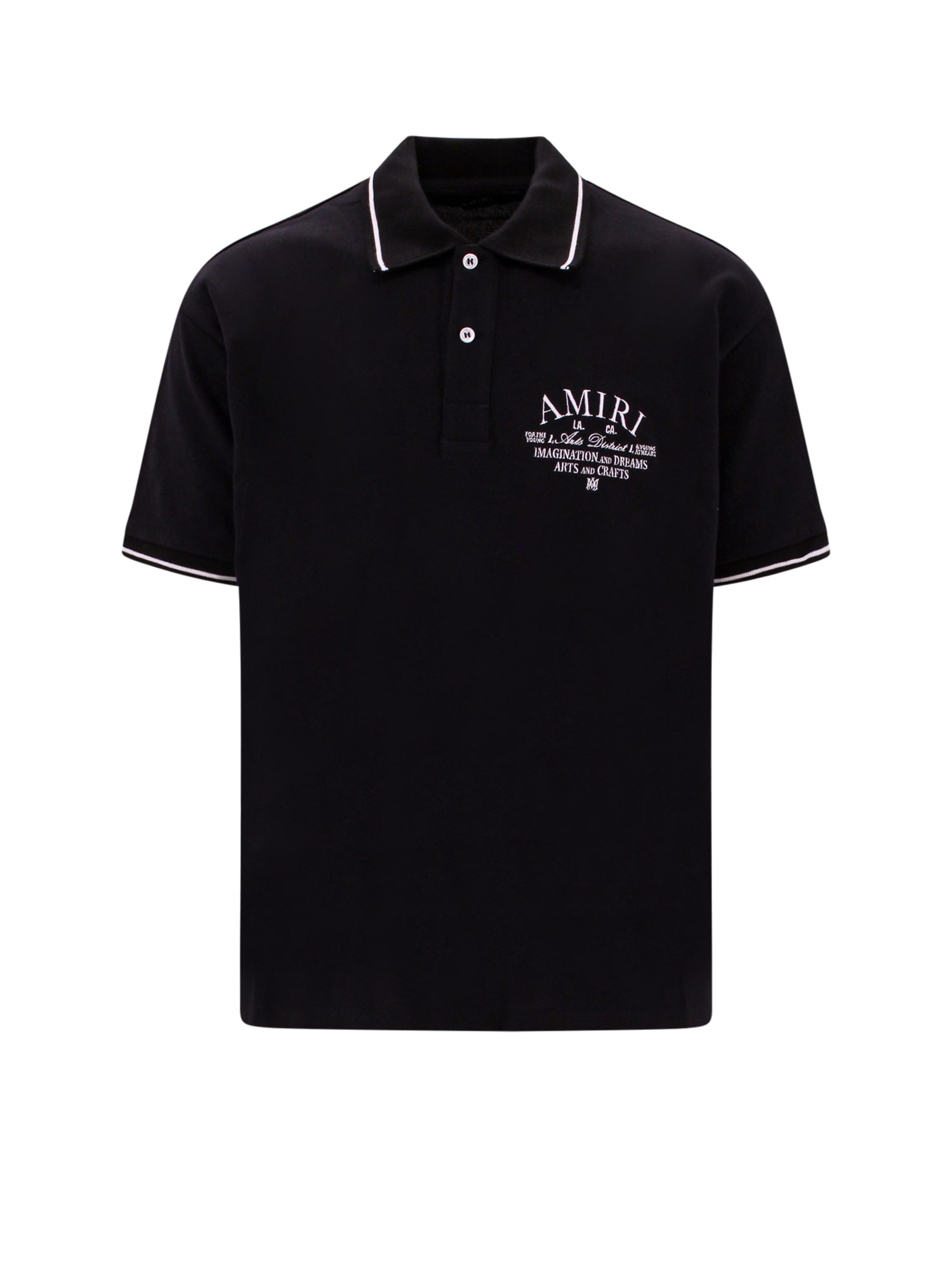 Amiri Black Polo Shirt With Classic Collar And Logo Embroidery On Front And Rear In Black