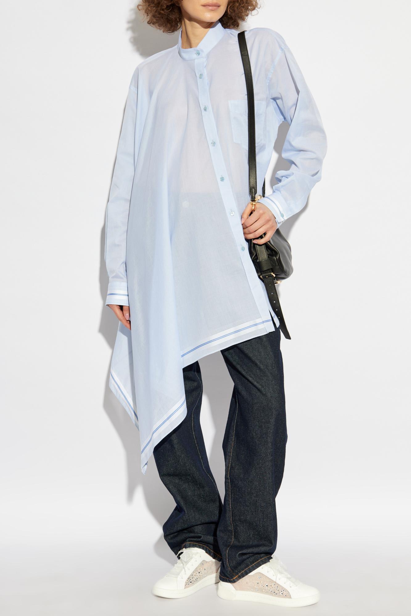 Moschino Asymmetrical Shirt With Pocket In Blue