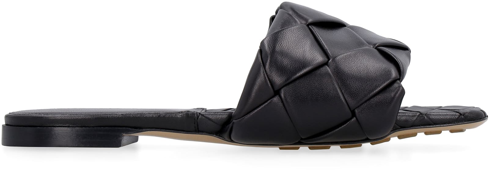 Bottega Veneta The Lido Leather Flat Sandals In Black