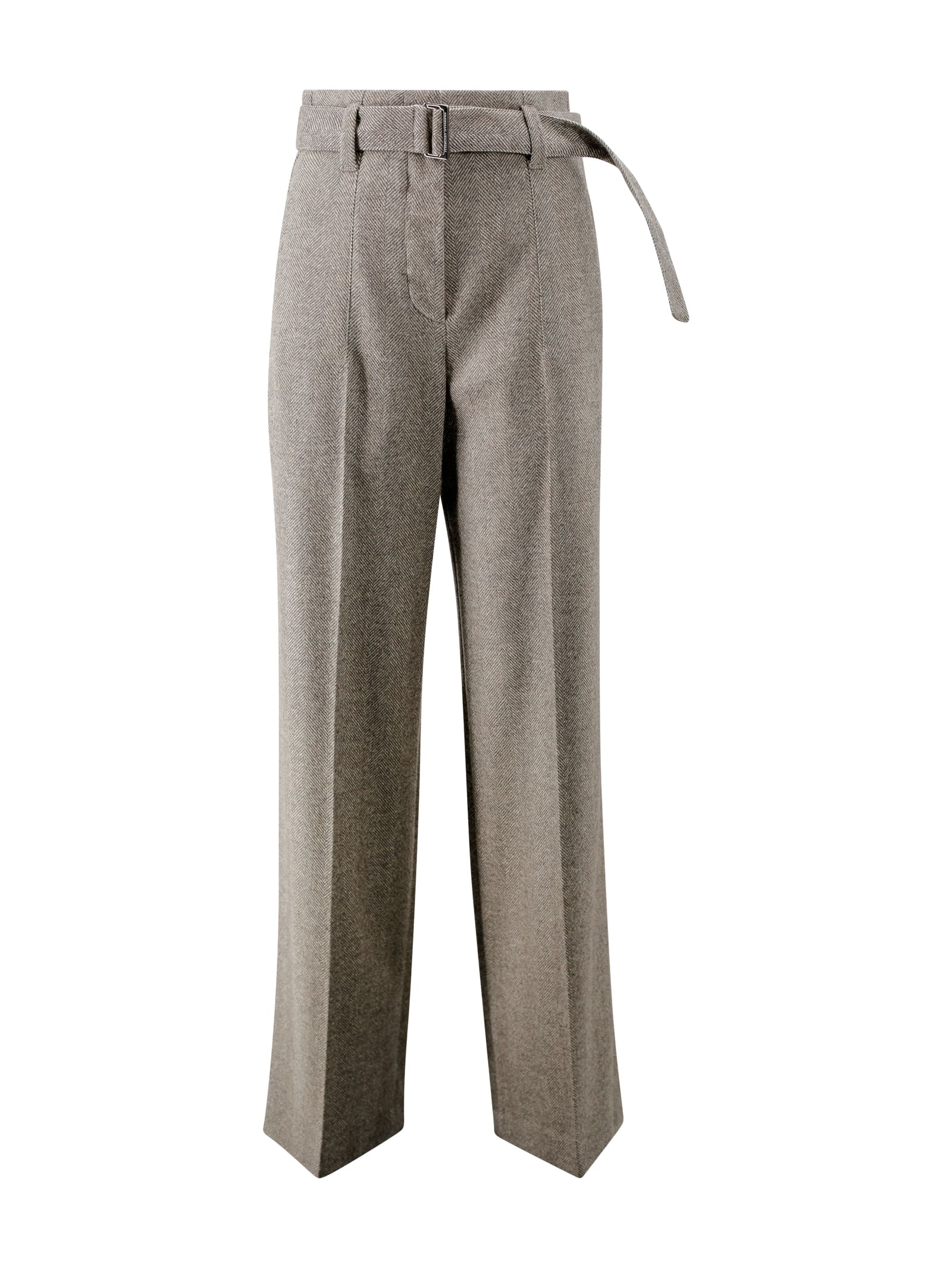 Shop Brunello Cucinelli Herringbone-pattern Pressed-crease Trousers In Brown