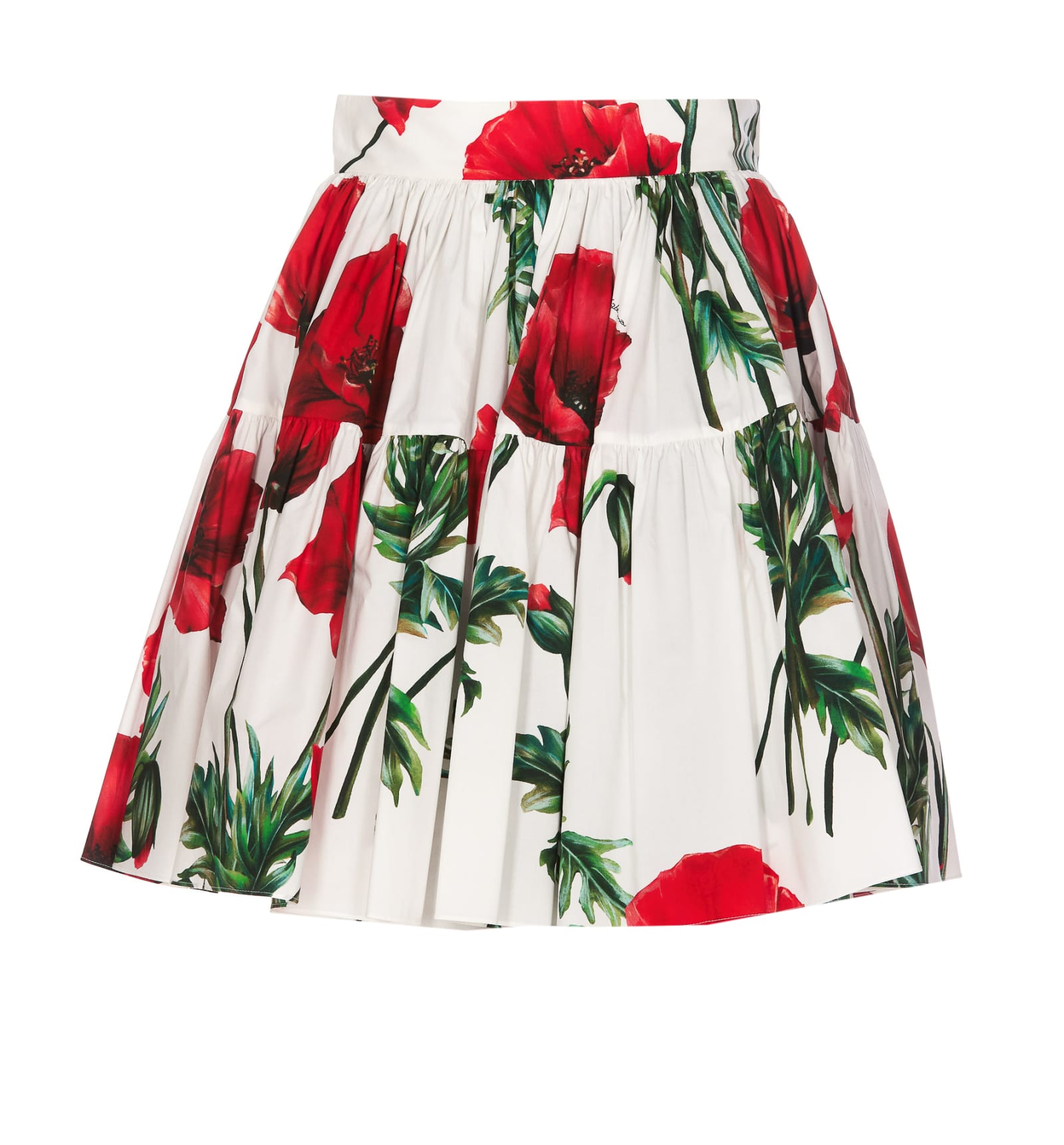Dolce And Gabbana Poppy Print A Line Skirt In Papaveri F B Natur Modesens
