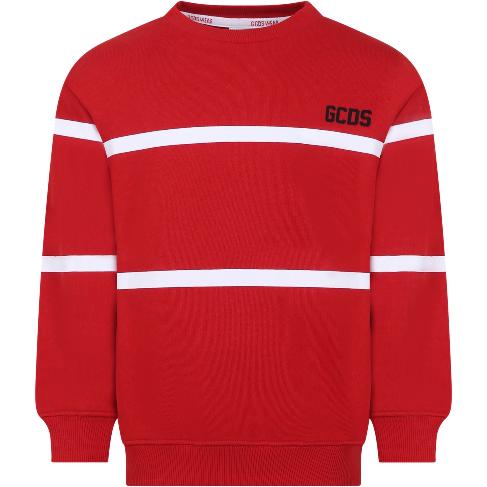 Gcds Mini Red Sweatshirt For Kids With Logo
