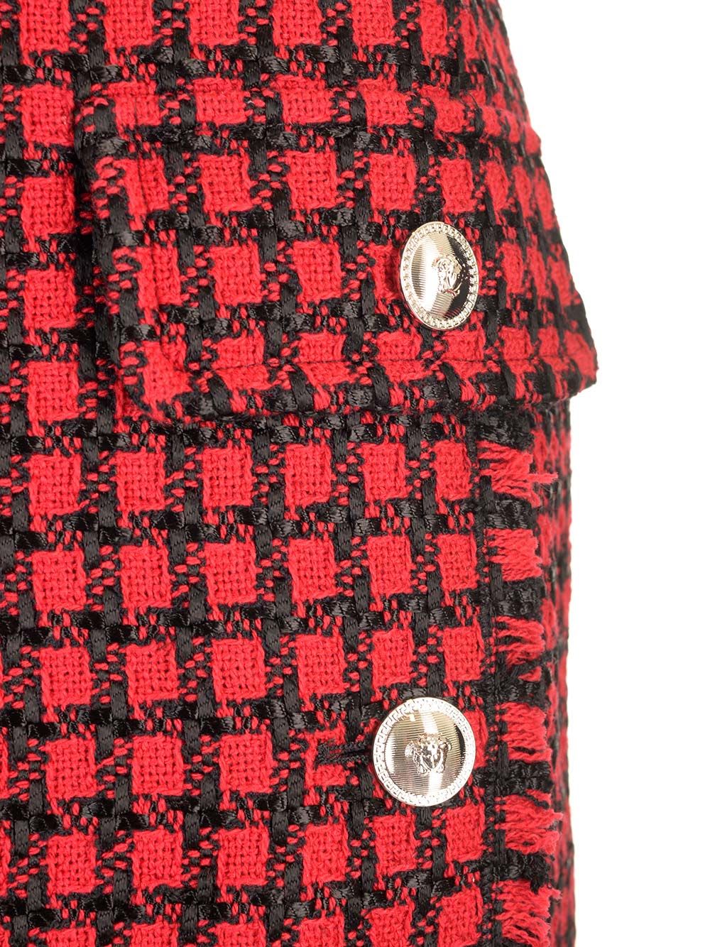 Shop Versace Tweed Mini Skirt In Red