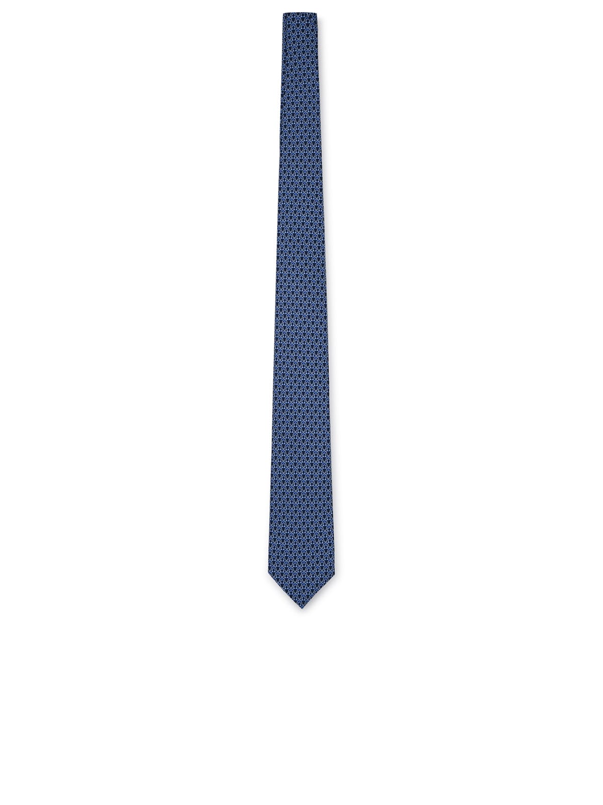 Shop Ferragamo Blue Silk Hook Tie