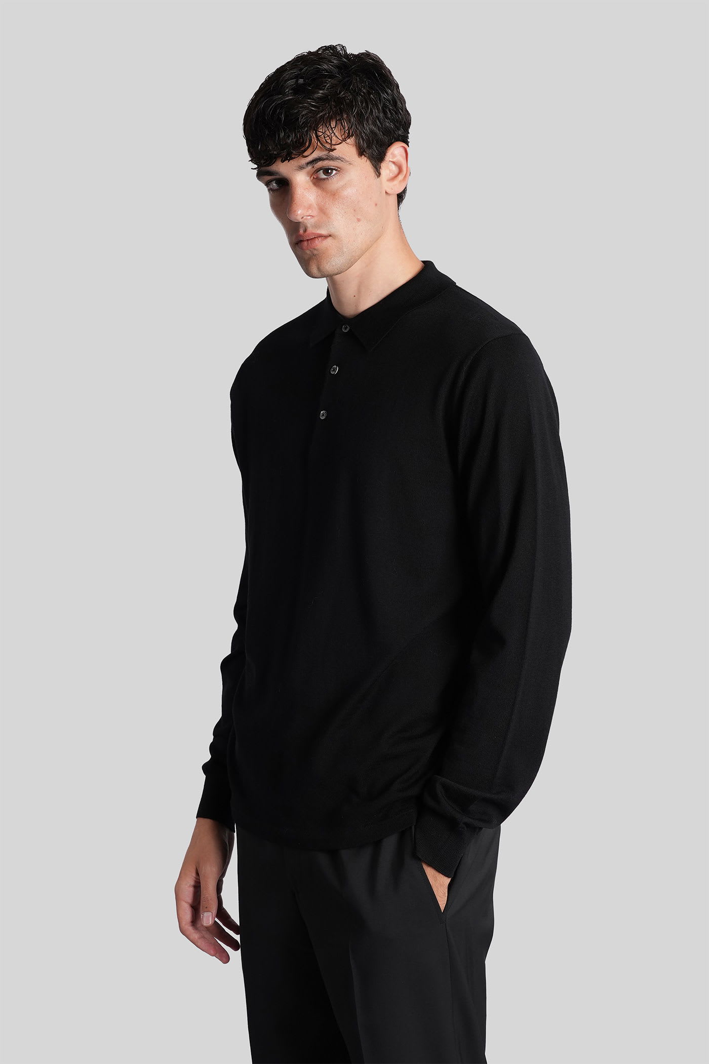 Aspesi M197 Polo In Black Wool In Black