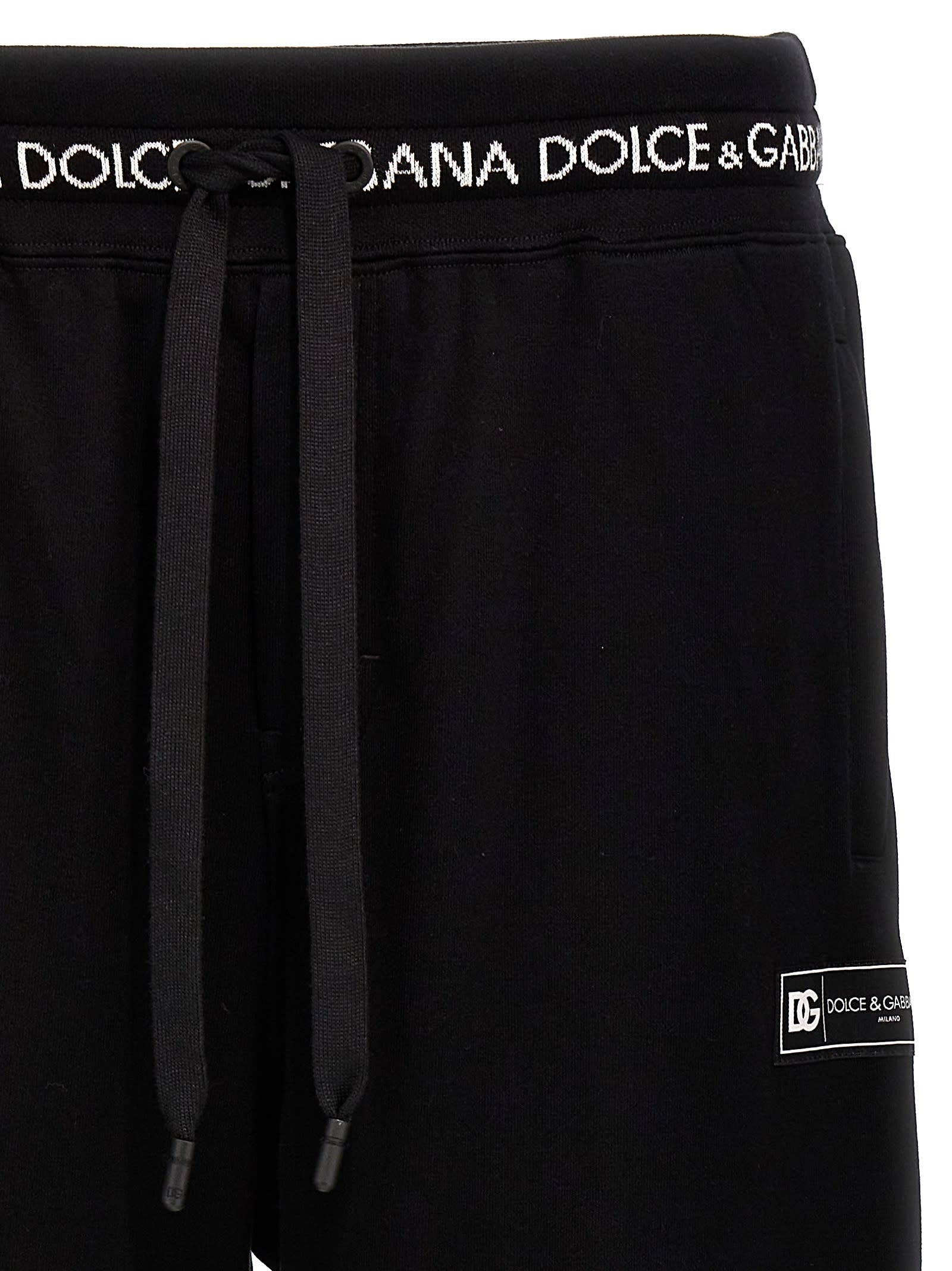 Dolce & Gabbana Logo-waistband Drawstring Track Pants In Black