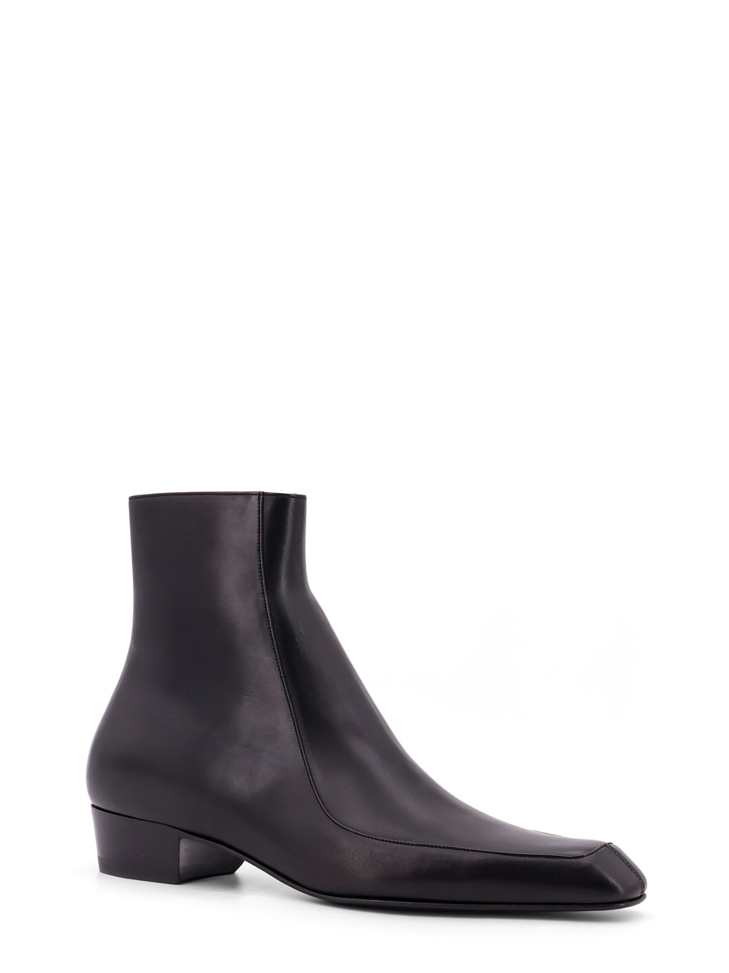 Saint Laurent Augustin Zip Detailed Ankle Boots In Black