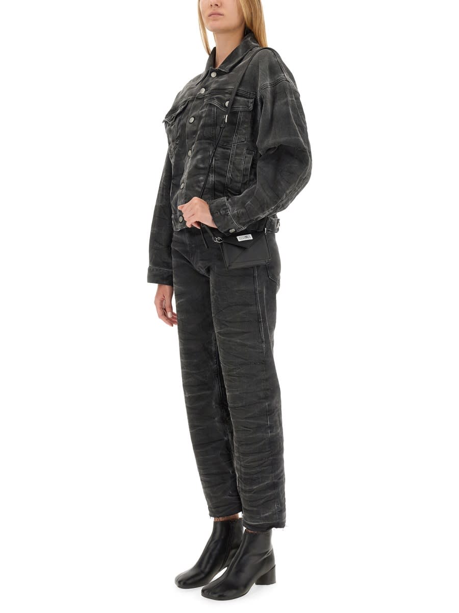 Mm6 Maison Margiela Distressed Denim Jacket In Black