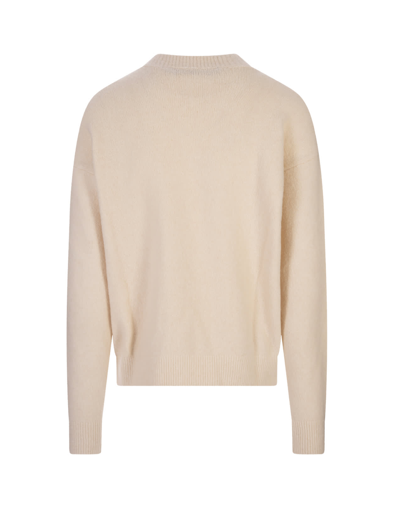 Shop Palm Angels Cream  Sweater With Contrast Logo In White