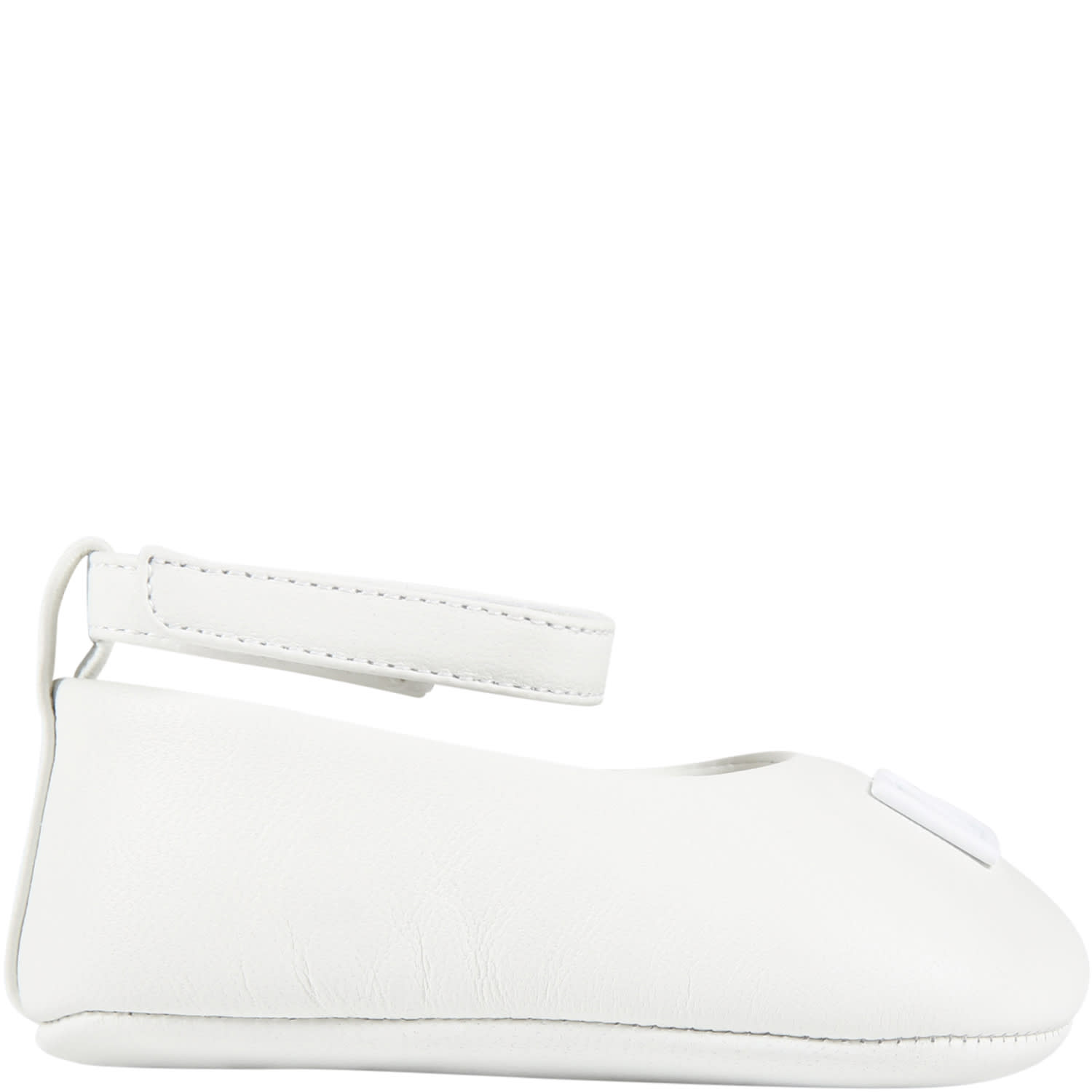 Dolce & Gabbana White Ballet Flats For Baby Girl With Logo