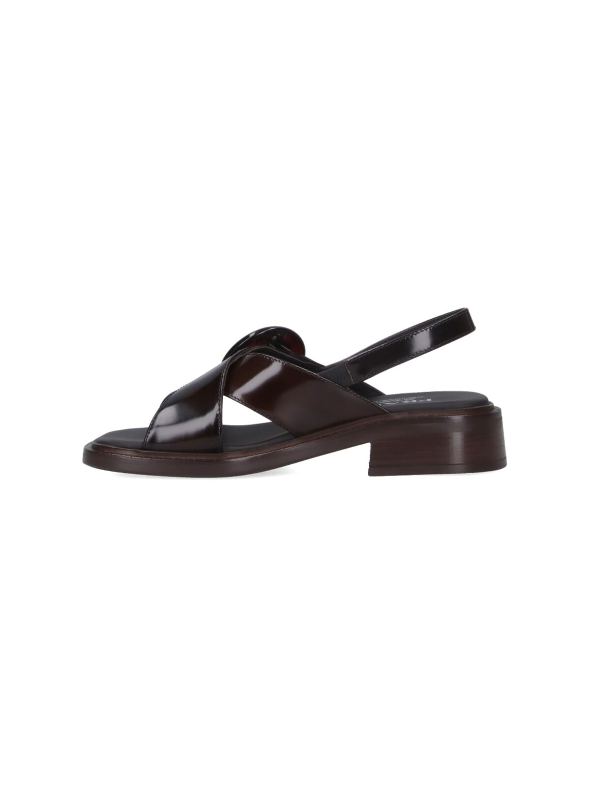 Prada Heel Buckle Glossy Open Toe Sandals In Pattern