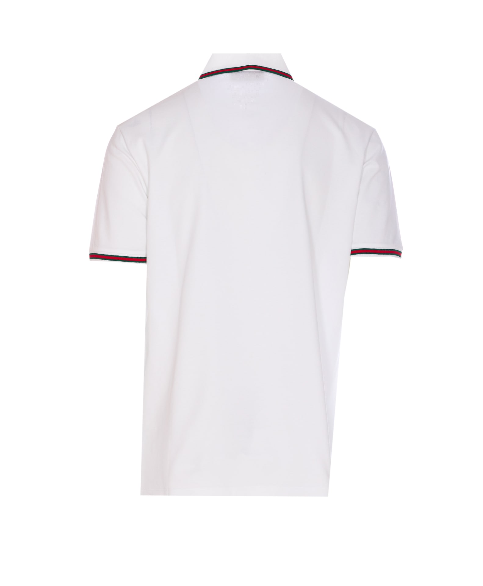 Gucci Web Stripe Cotton-blend Pique Polo Shirt In White