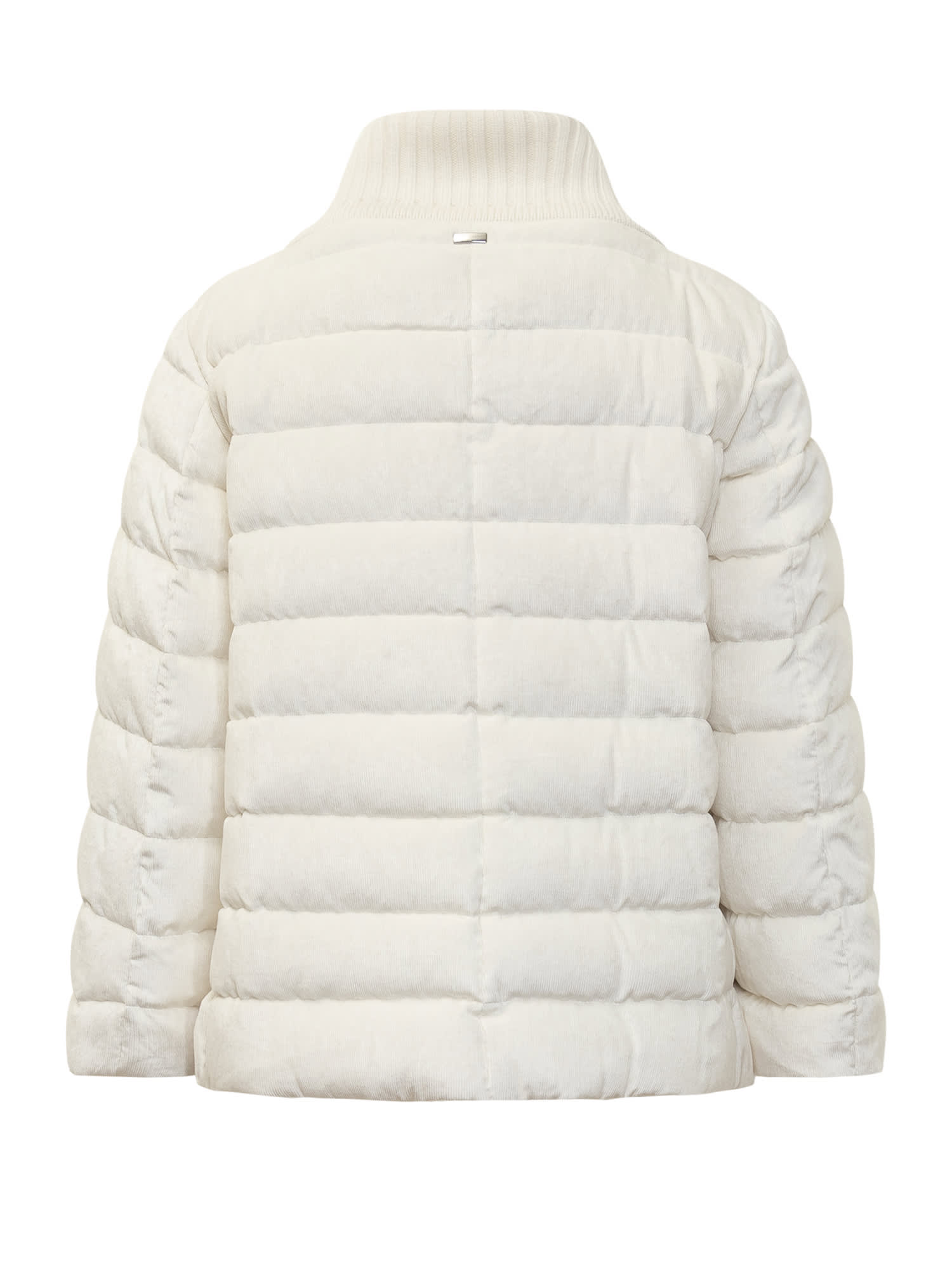 Shop Herno White Velvet Quilted Jacket In Bianco
