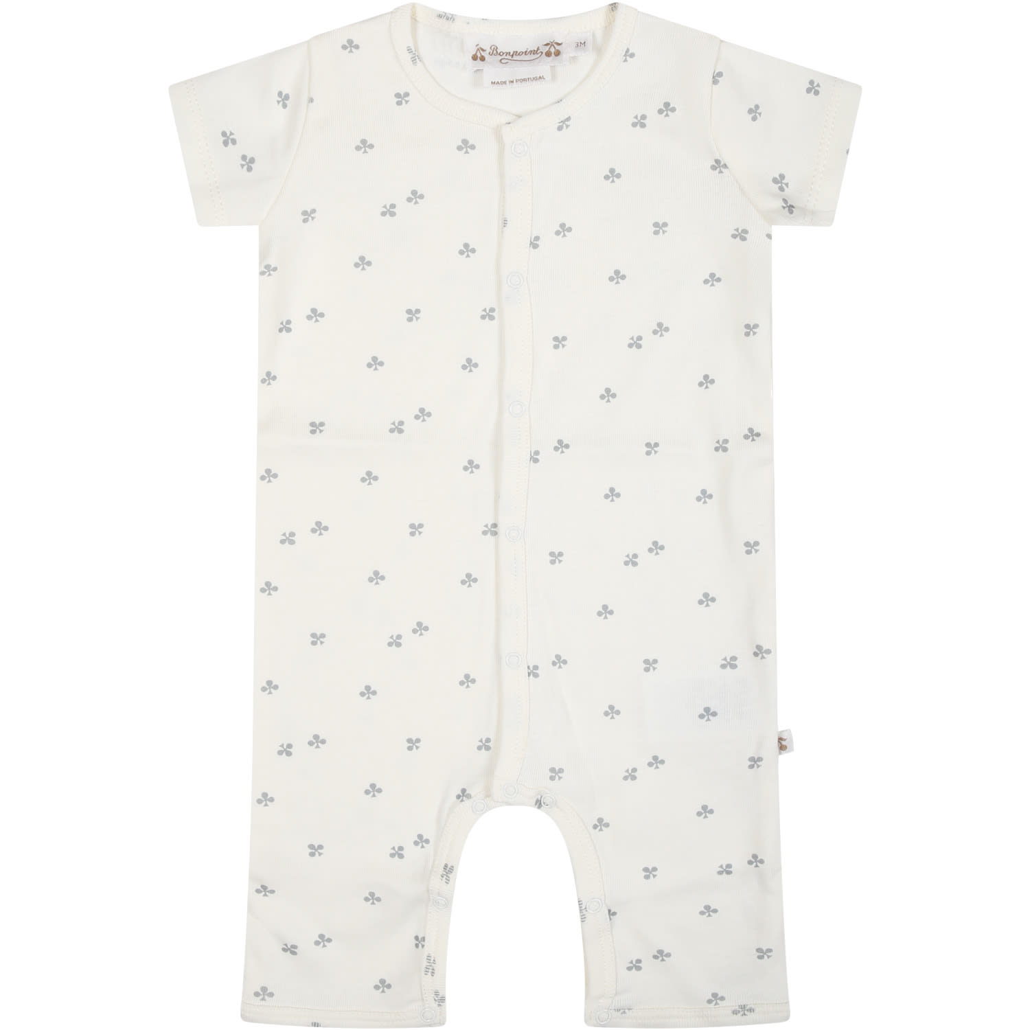 Bonpoint White Babygrow For Baby Girl With Trefoil In Ivory