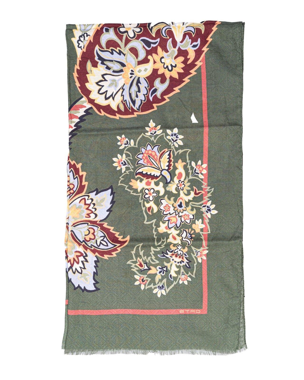 Shop Etro Printed Jacquard Scarf In Green