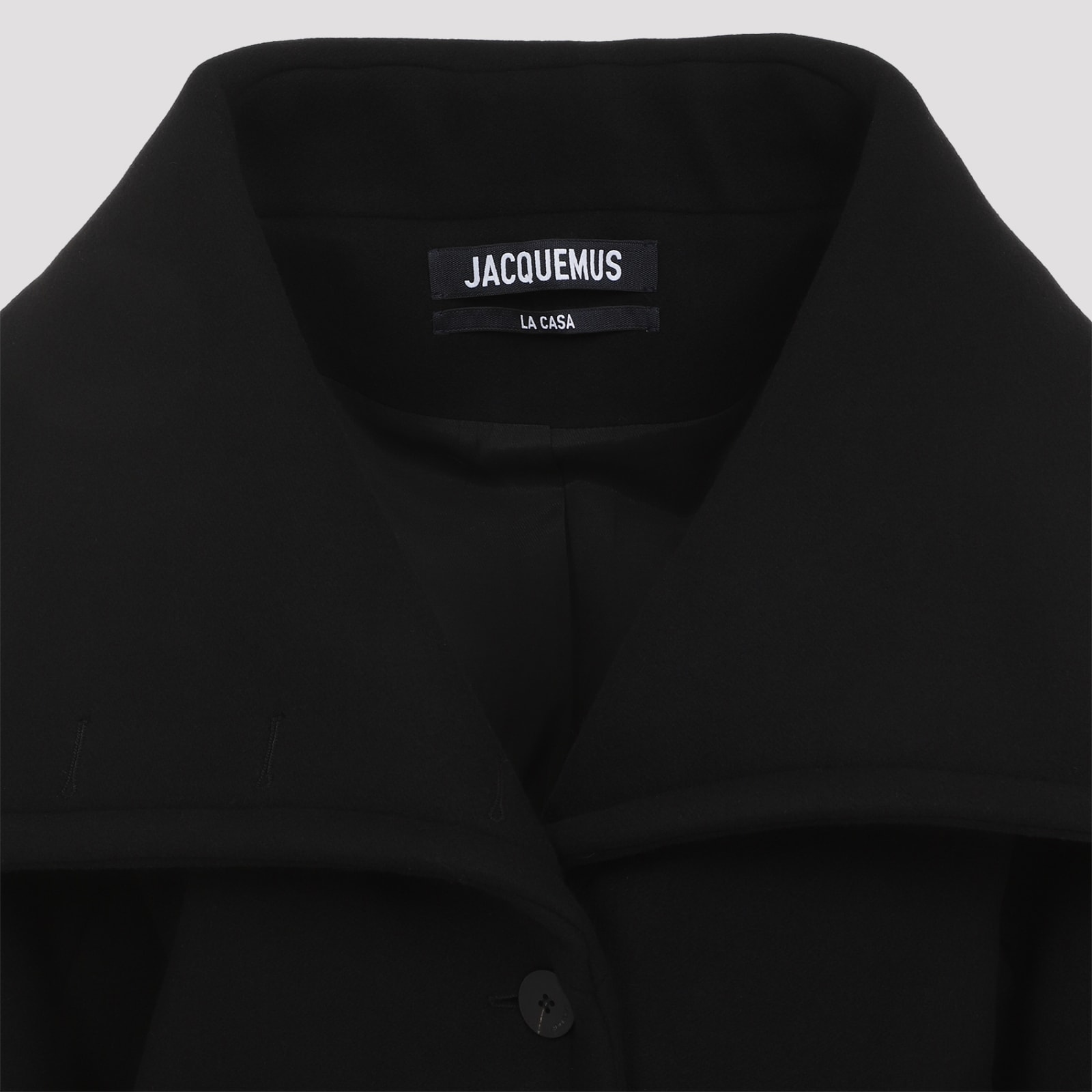 Jacquemus Caruso Coat With Adjustable Strap And Belted Back In Black