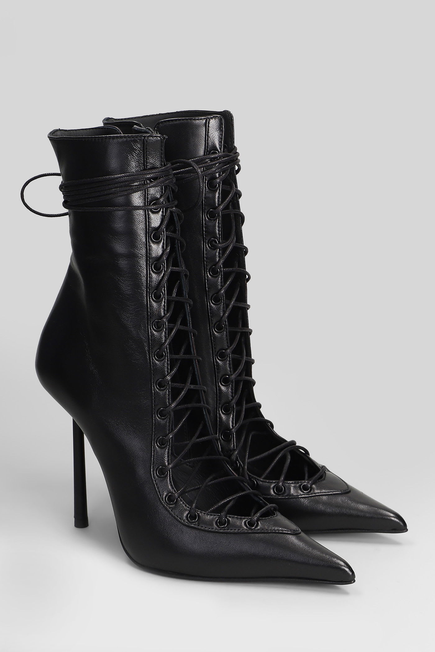 Le Silla Colette High Heels Ankle Boots In Black Leather In Black