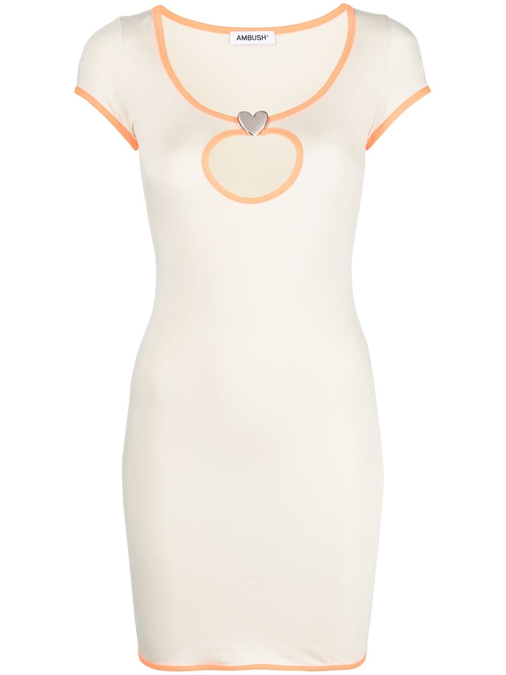 Ambush Heart-shaped Cutout Mini Dress In Neutral