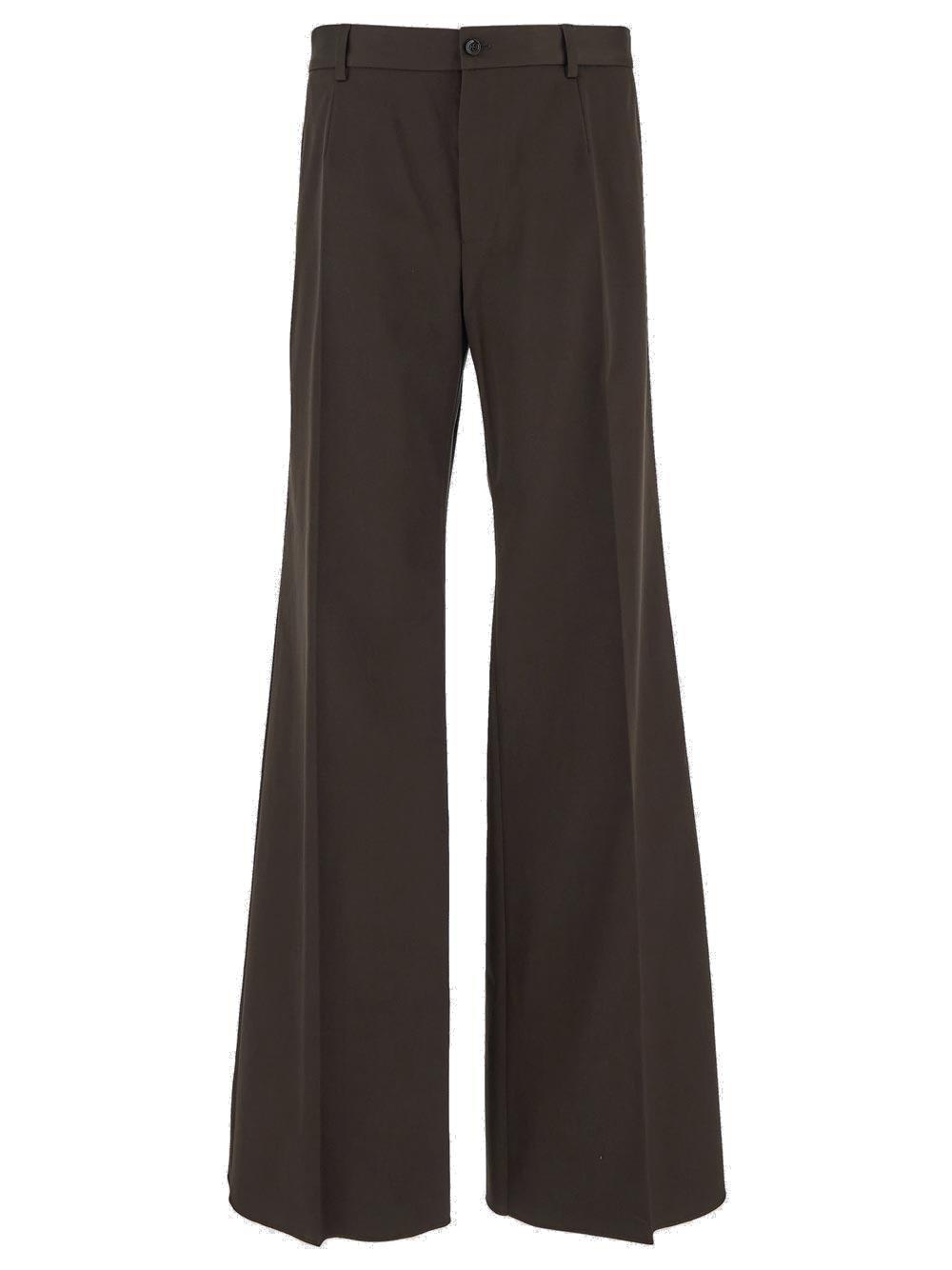 Shop Dolce & Gabbana Wide Leg Tailored Pants In Brown