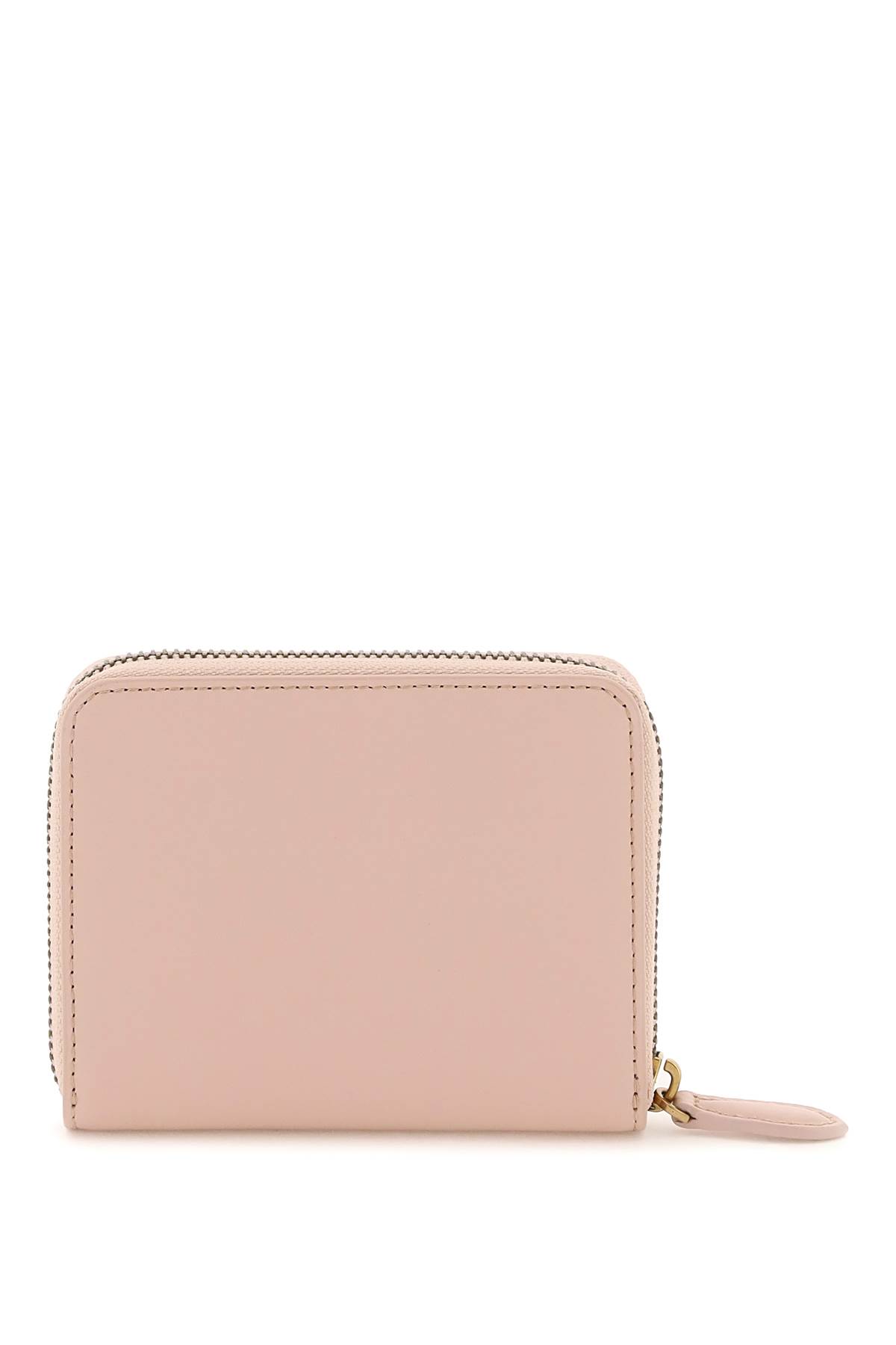 Shop Pinko Leather Zip-around Wallet In Cipria Antique Gold (pink)