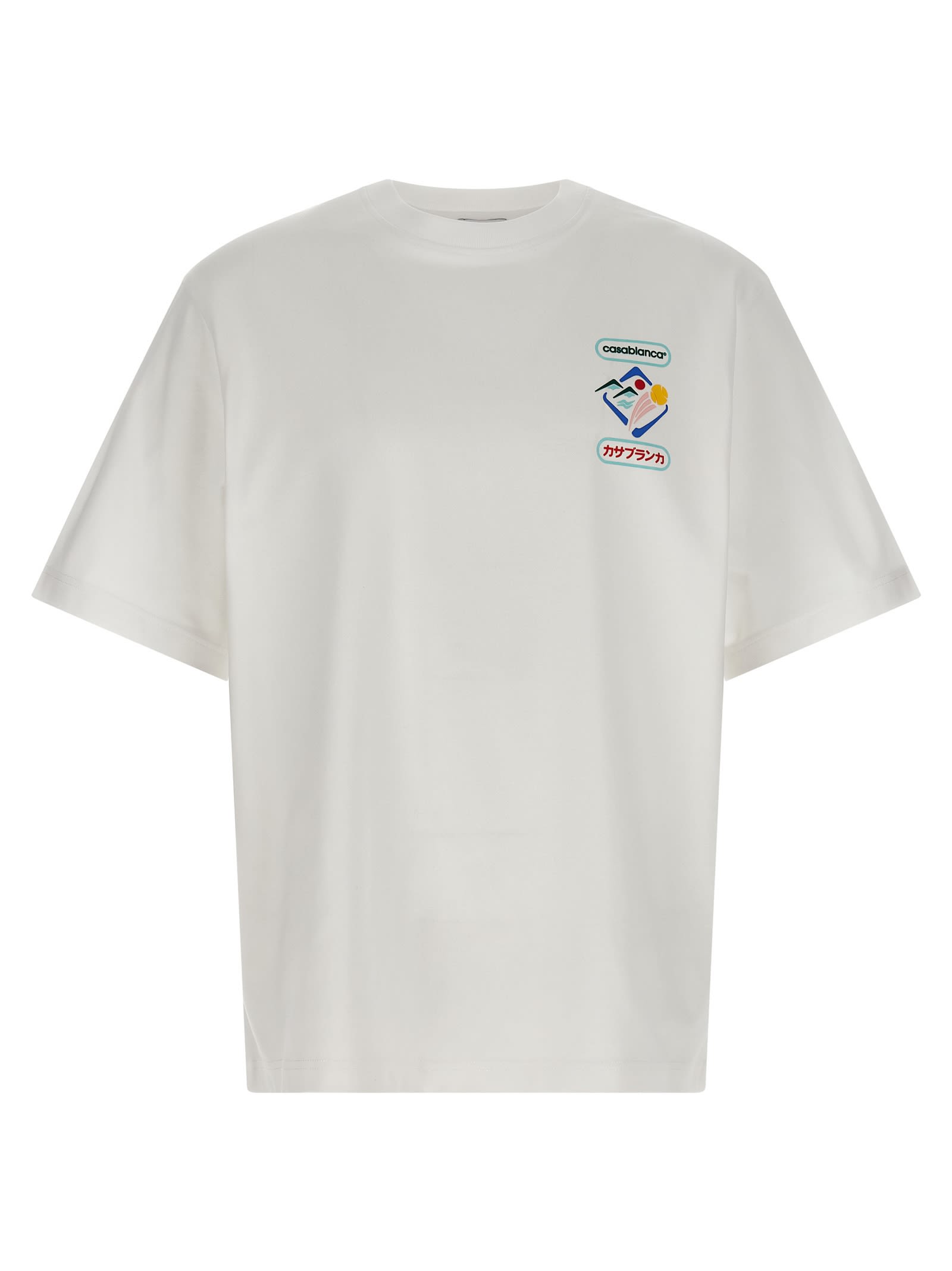 Casablanca Montagne Ondulee Crewneck T-shirt In White