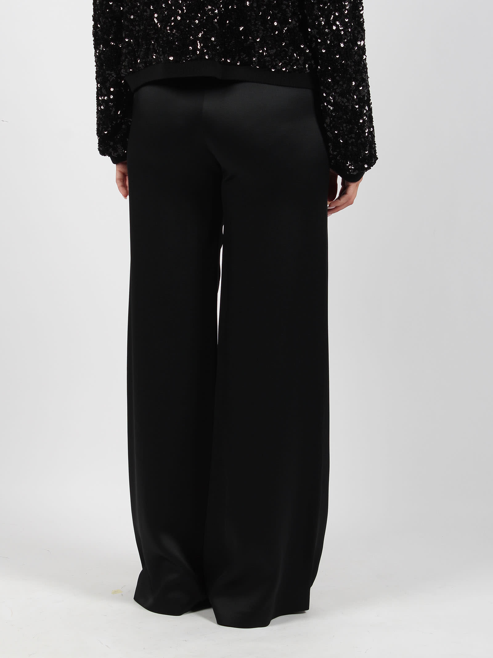 Shop Herno Satin Fluid Trousers In Black