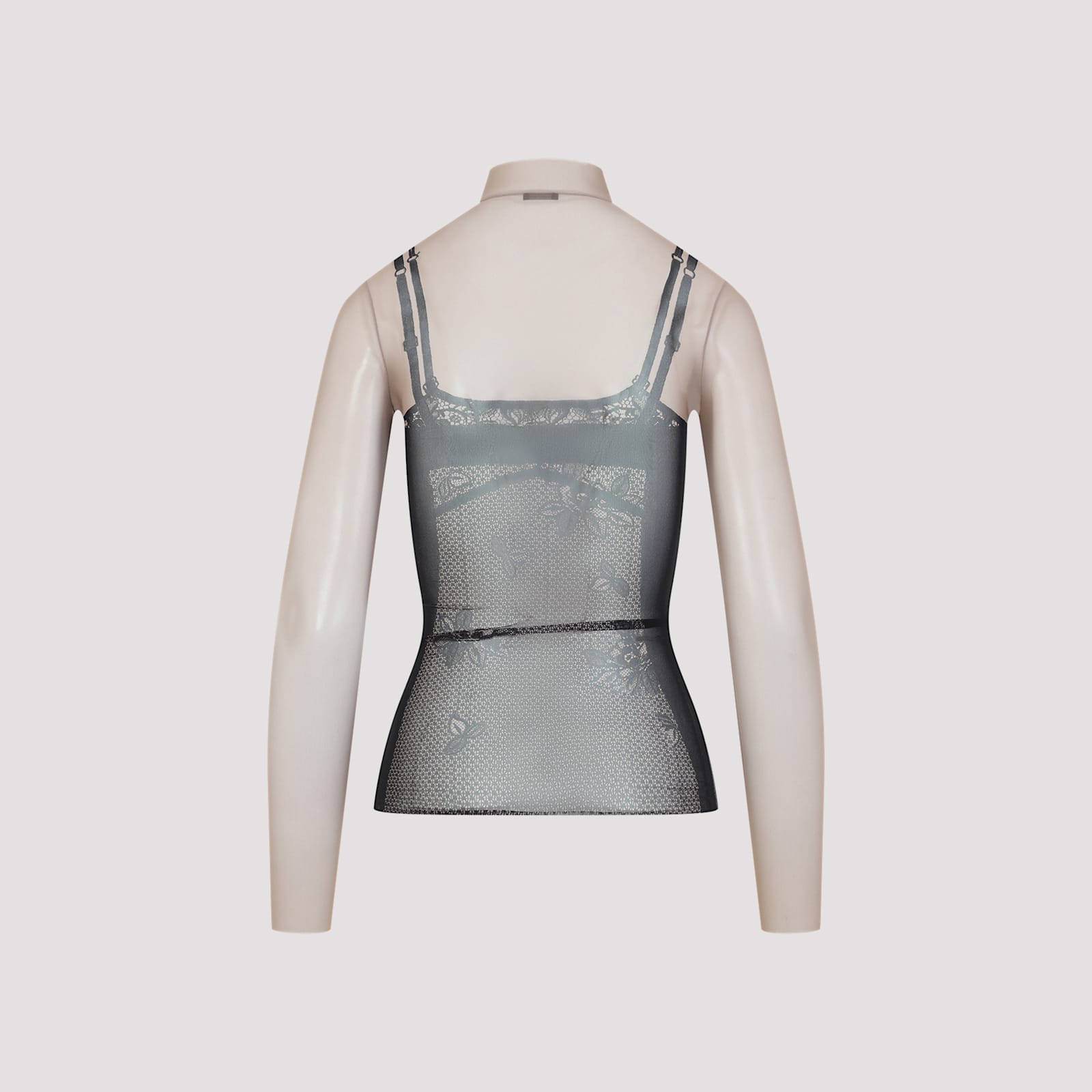 Shop Balenciaga Trompe Oeil Lingerie Top In Black Light Beige