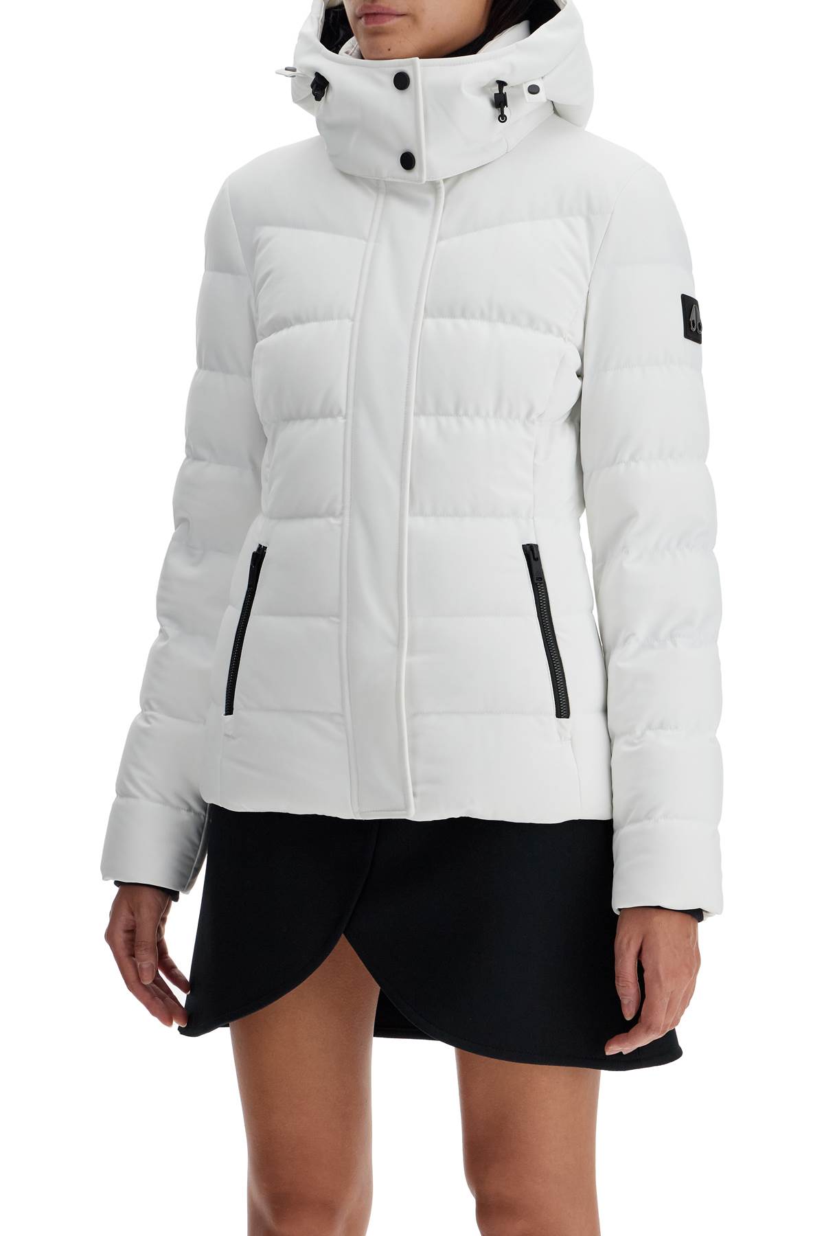 Shop Moose Knuckles Short Betta Down Jacket In Milkyway W/nat Sh (white)