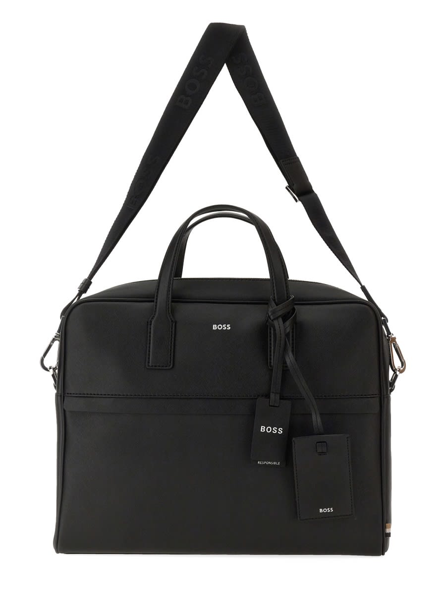 Shop Hugo Boss Document Bag With Logo In Black