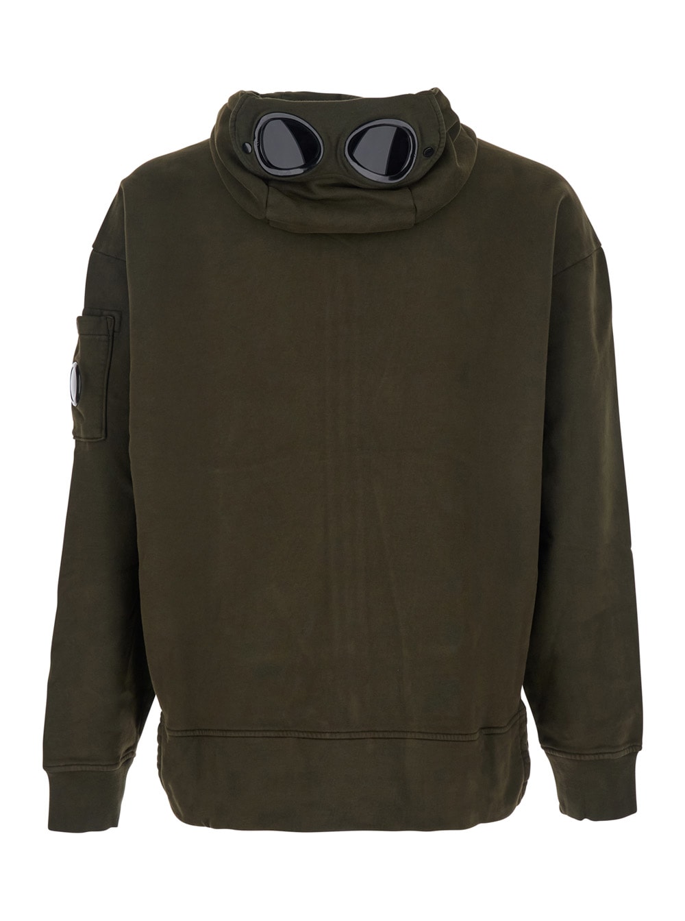 C.p. Company Men Sweatshirts Hooded Open In Brushed Emerized Diagonal Fleece In Green