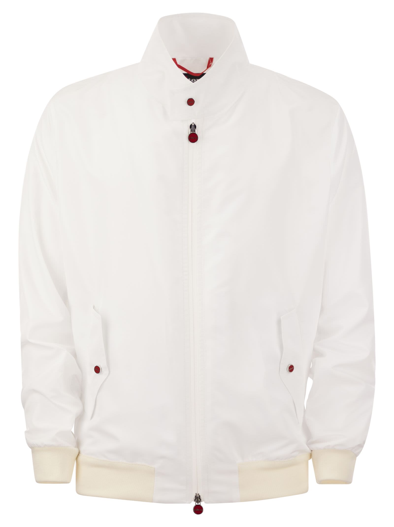 Shop Kiton Lightweight Bomber Jacket In White