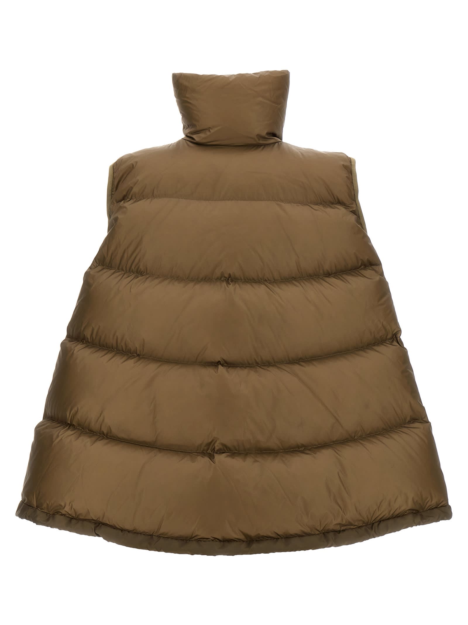 Shop Sacai Flared Padded Vest In Beige