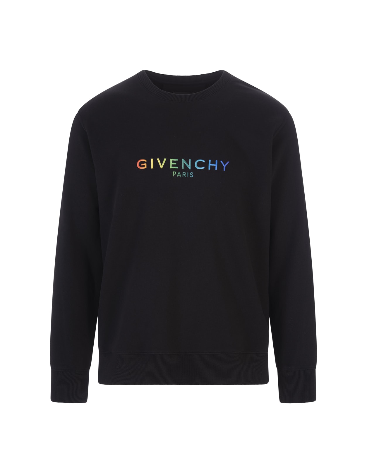 Givenchy Man Black Sweatshirt With Multicolored Signature