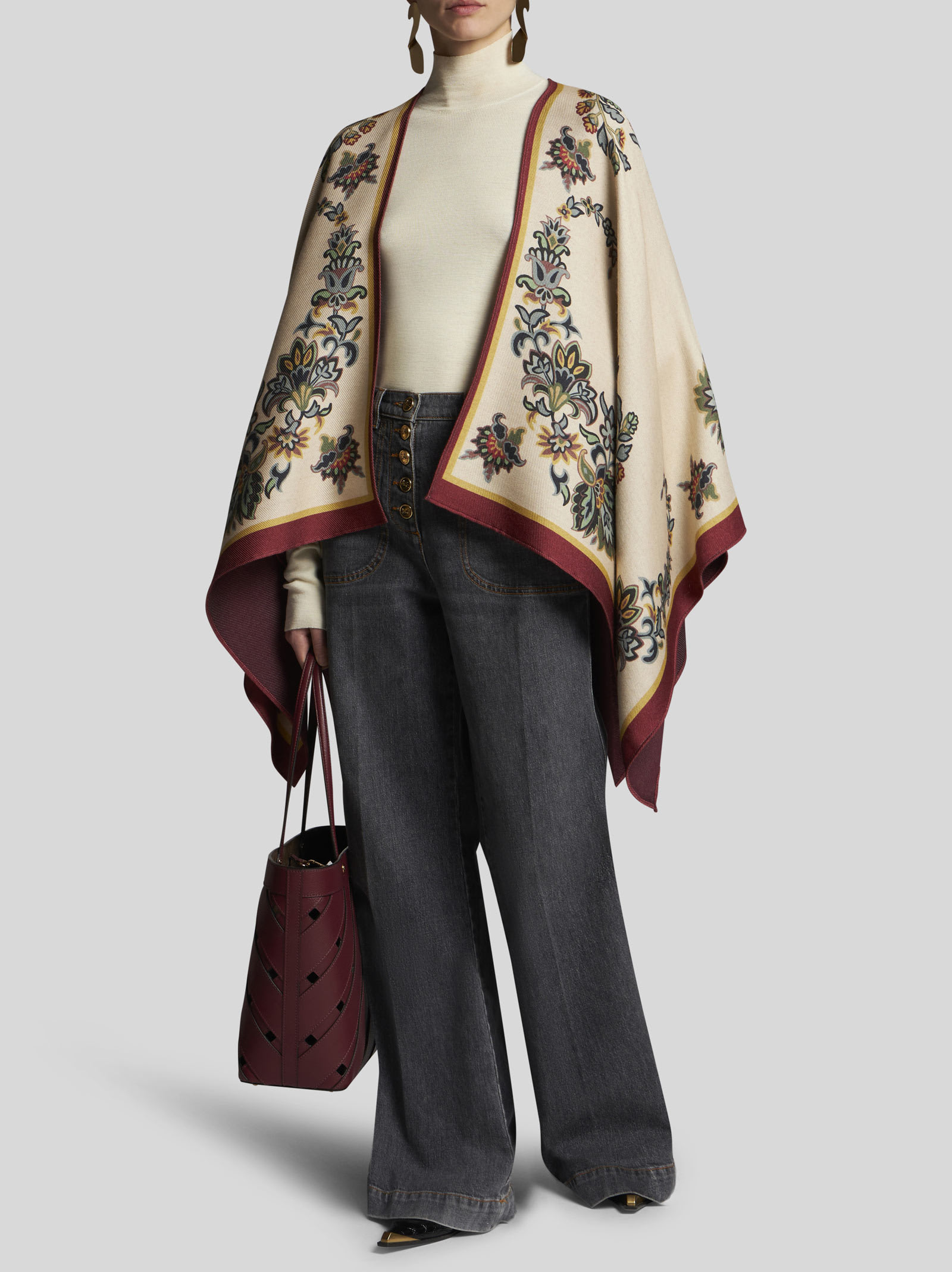 Shop Etro Cape In Beige