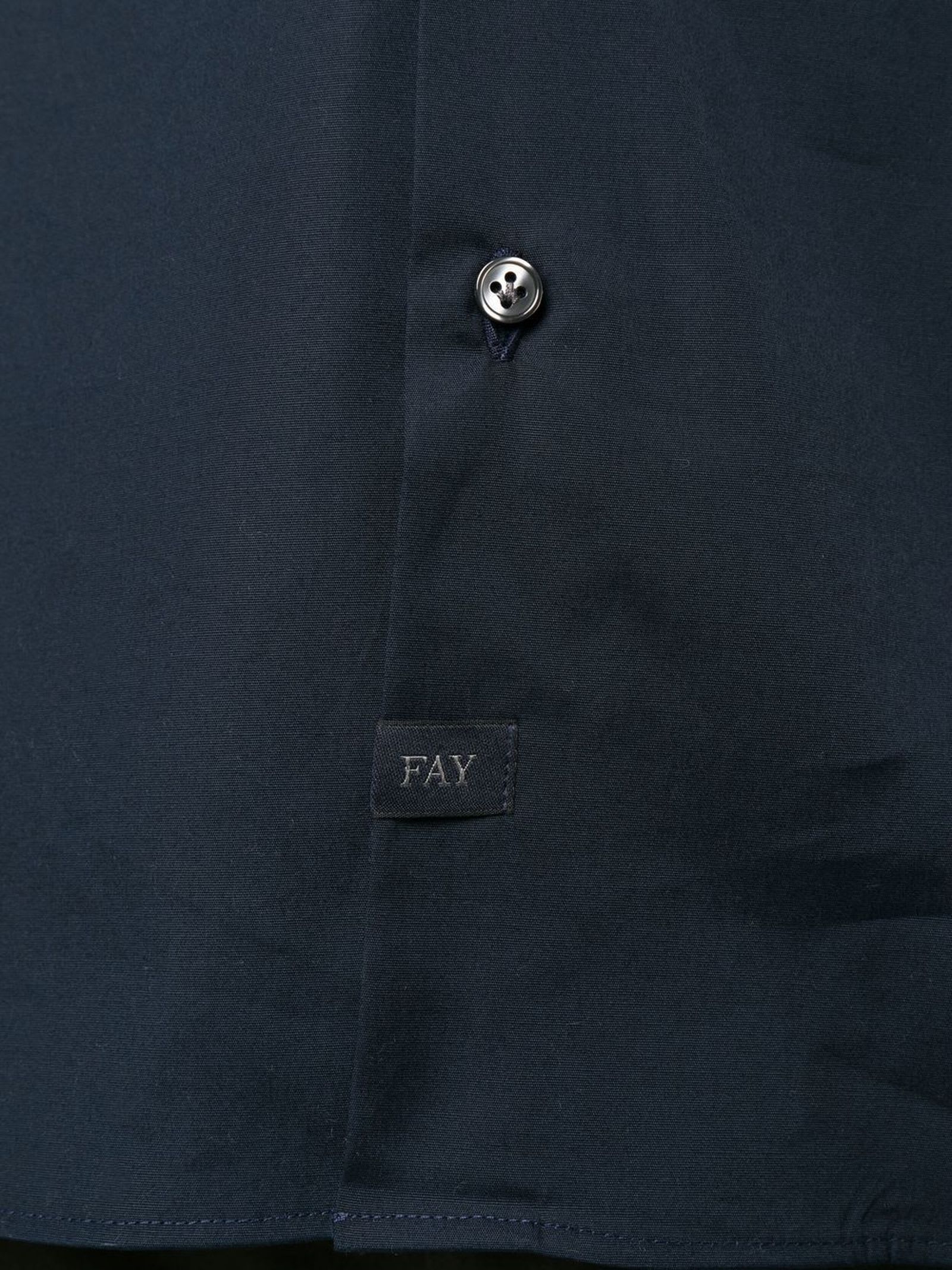 Shop Fay Blue Cotton Blend Shirt