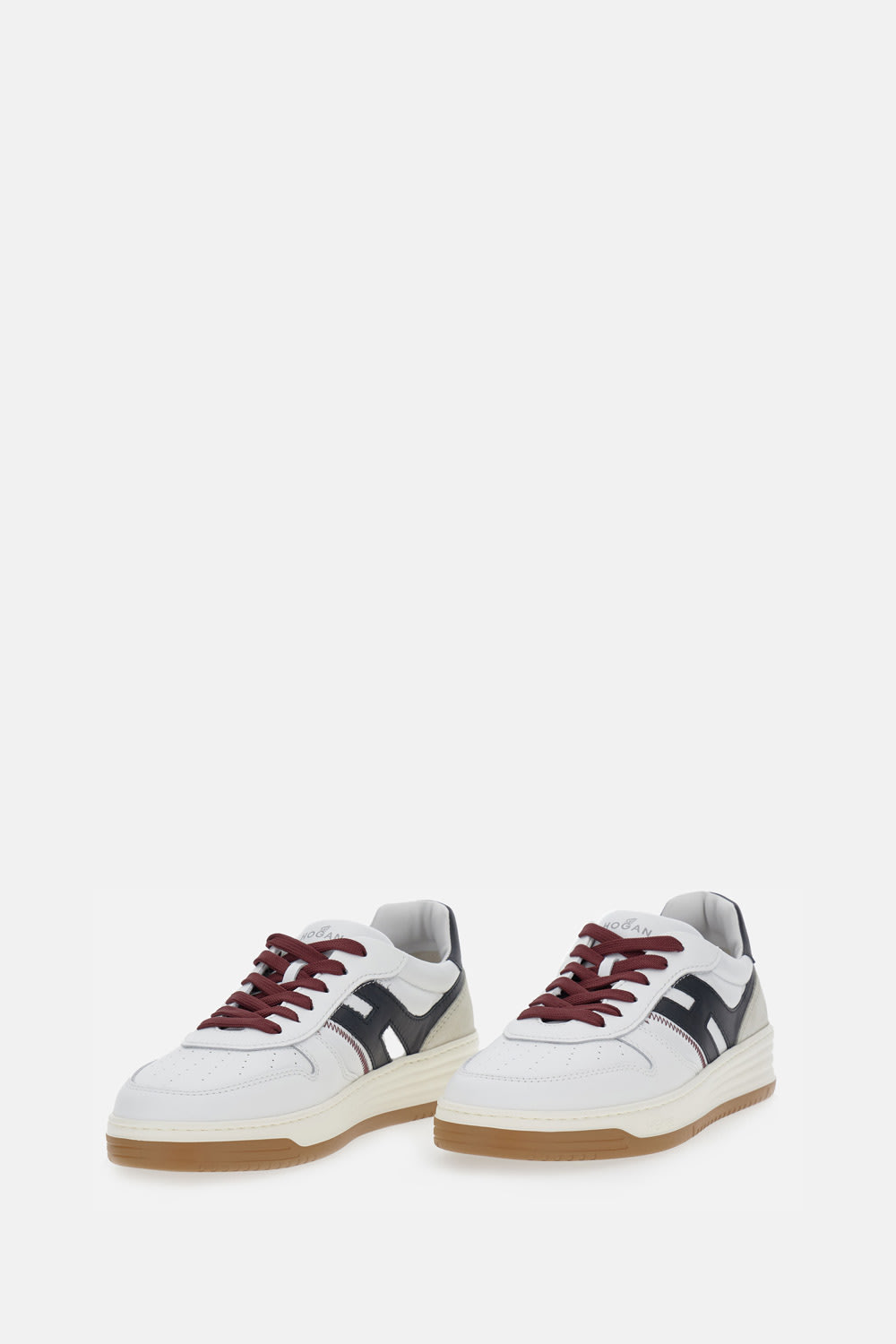 Hogan Leather Sneakers With Contrast Sole And Stitching In White