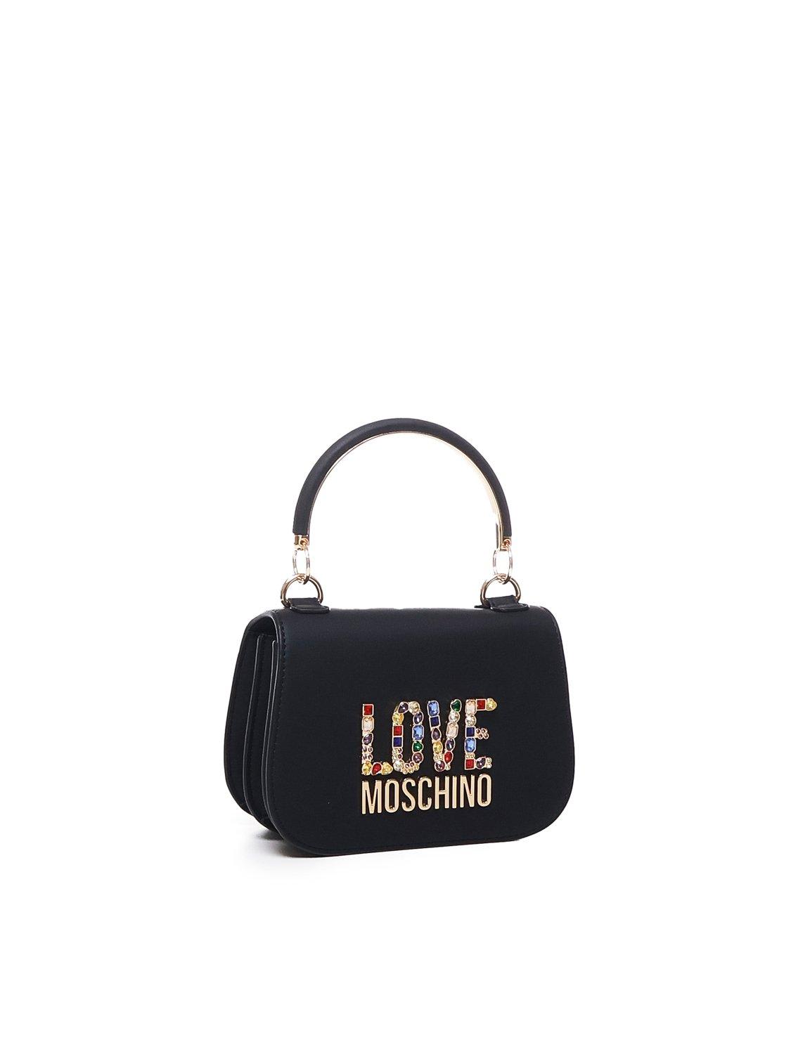 Shop Love Moschino Logo-embellished Top Handle Bag In Nero