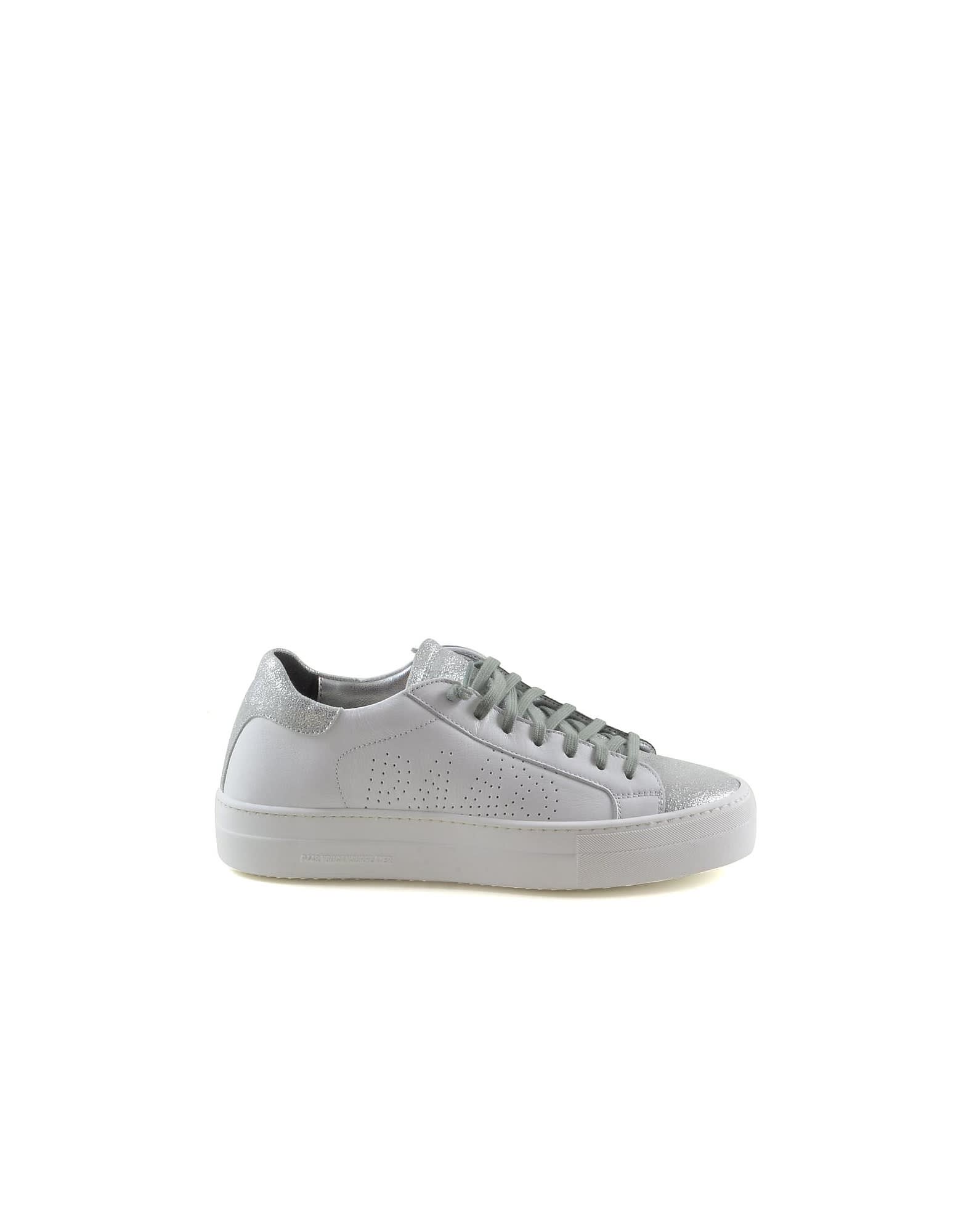 P448 White/silver Leather Womens Sneakers