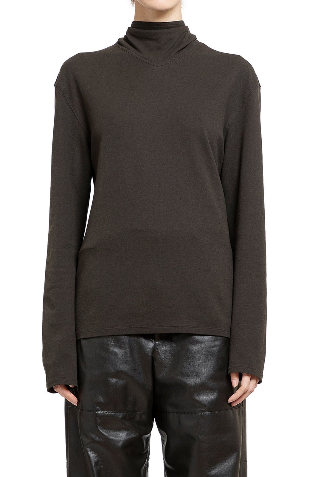 Shop Lemaire Long-sleeved Knitted Jumper In Brown