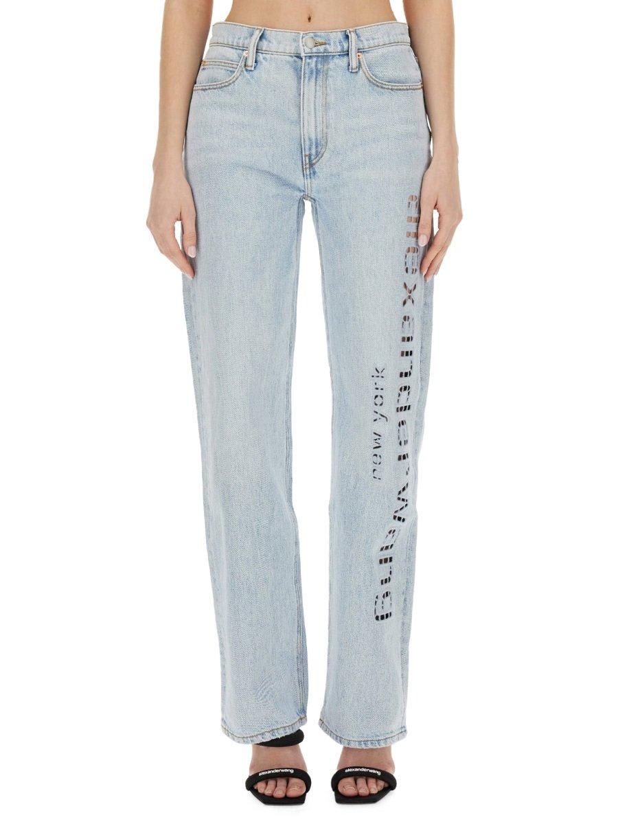 Logo-perforated Straight-leg Jeans