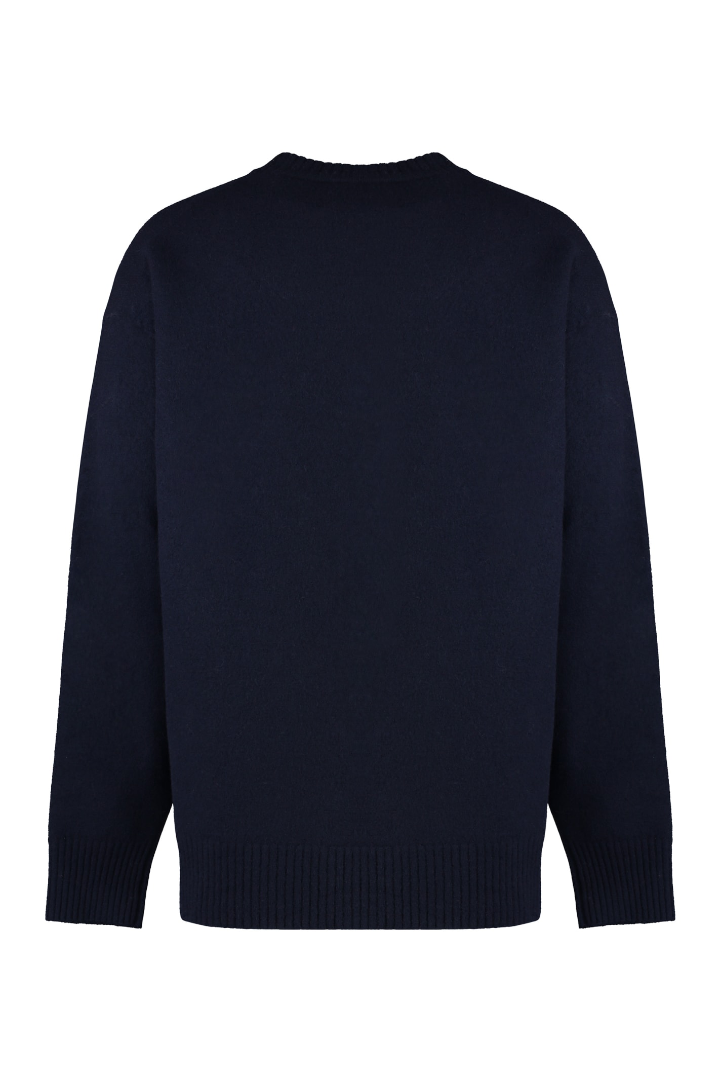 Shop Jil Sander Crew-neck Wool Sweater In Blue