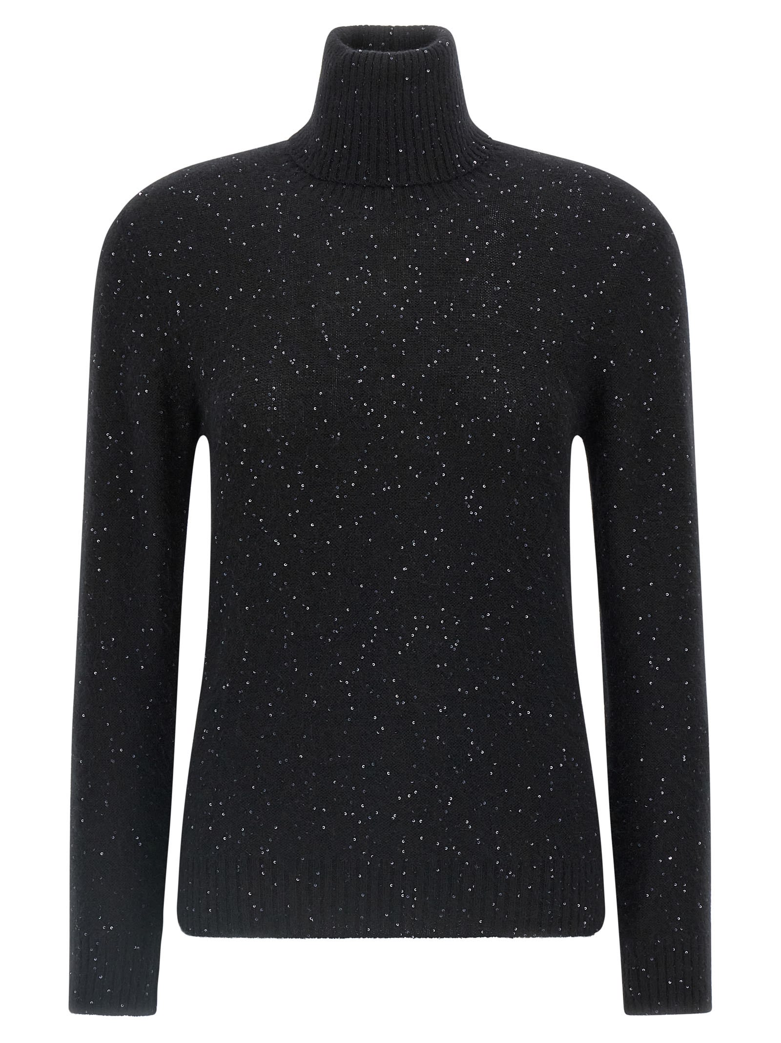 Fabiana Filippi Sequin Turtleneck Sweater Sweaters And Cardigans Black In Black