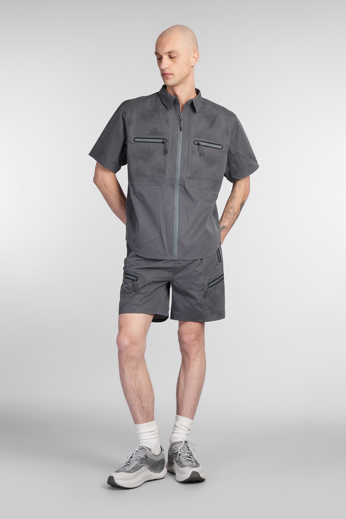 ALPHA INDUSTRIES LASER CUT SHIRT SHIRT IN GREY POLYESTER