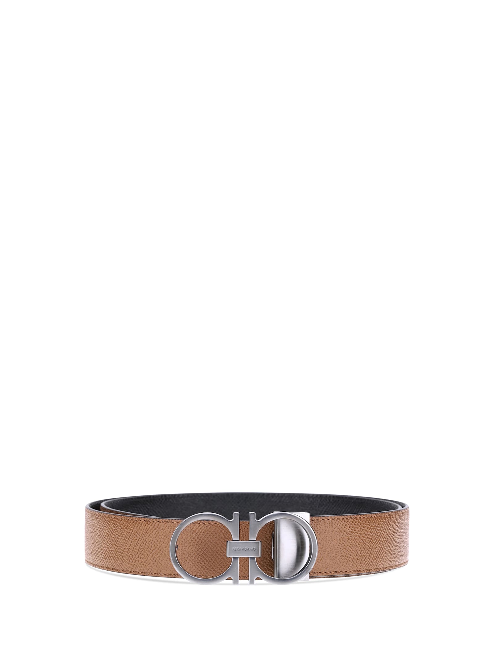 Ferragamo Gancini Reversible Belt In Brown