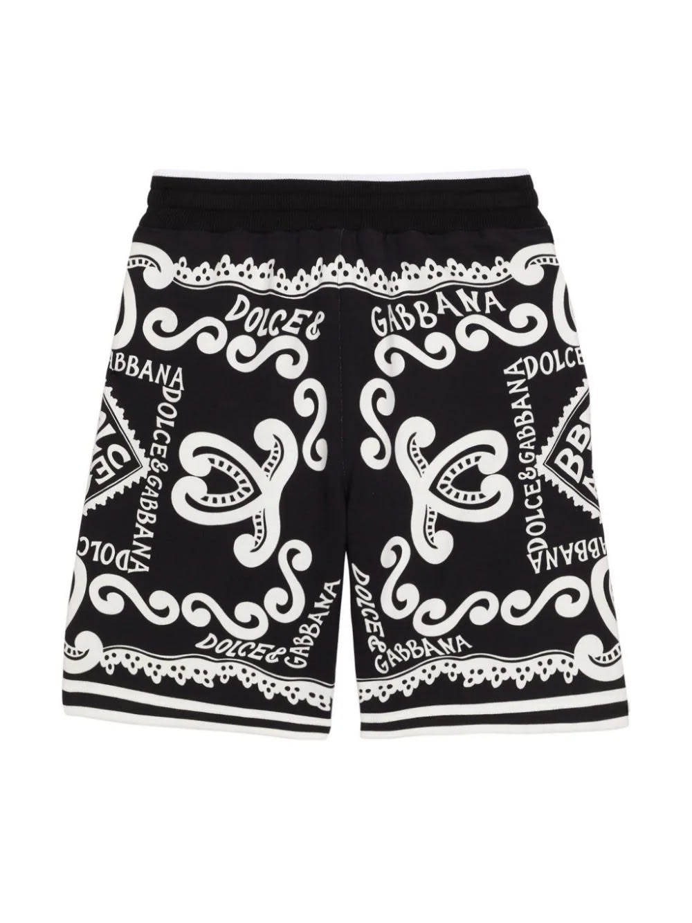 Shop Dolce & Gabbana Jersey Bermuda Shorts With Marina Print In Blue