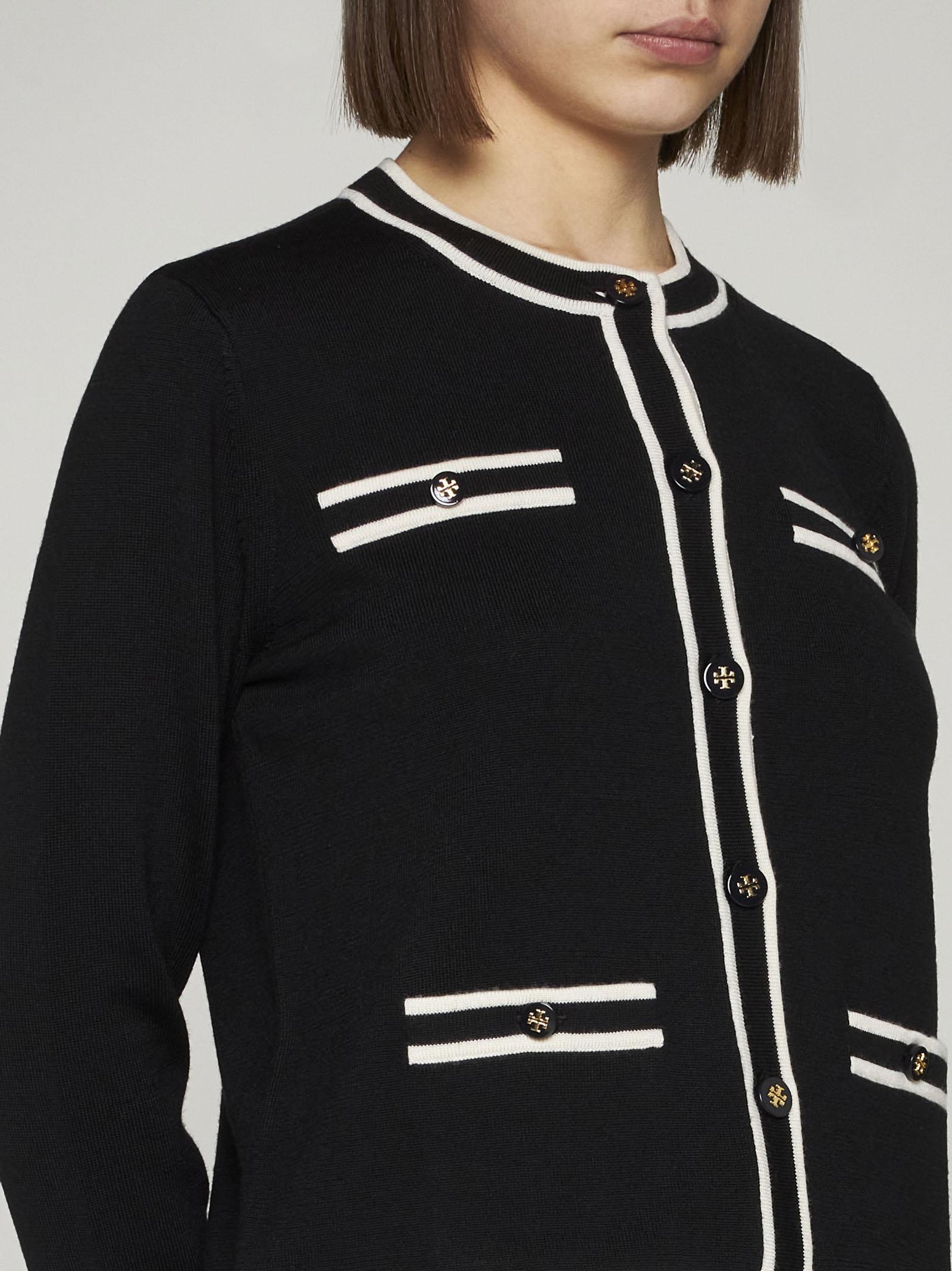 Shop Tory Burch Kendra Wool Cardigan In Black