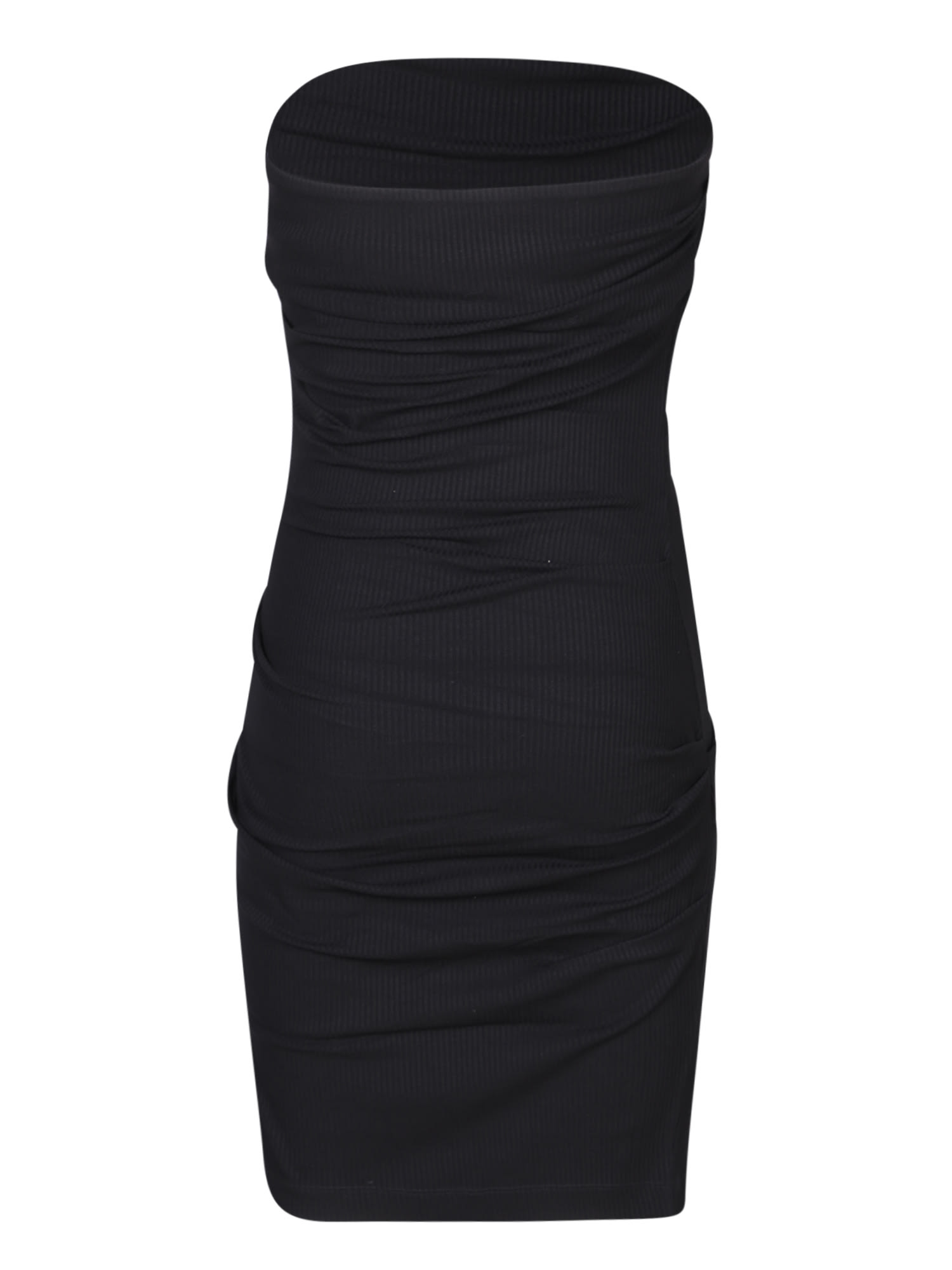 Shop Moschino Black Logo Bandeau Mini Dress