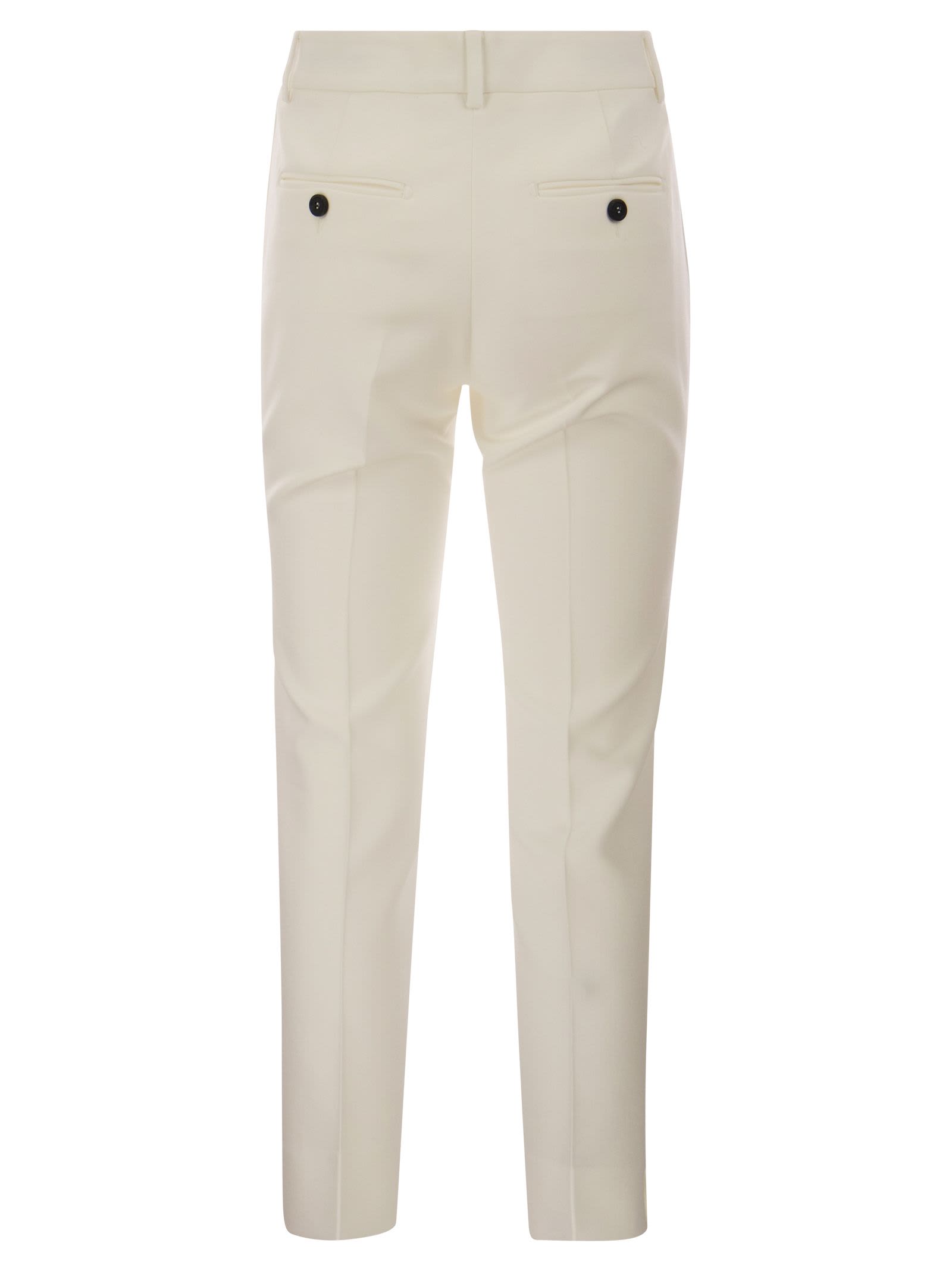Shop Peserico Stretch Cotton Gabardine Cigarette Trousers In White