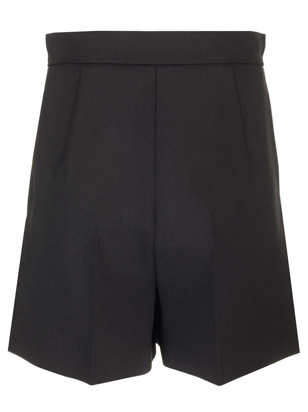 Max Mara Wool Canvas Shorts Trousers Black In Nero